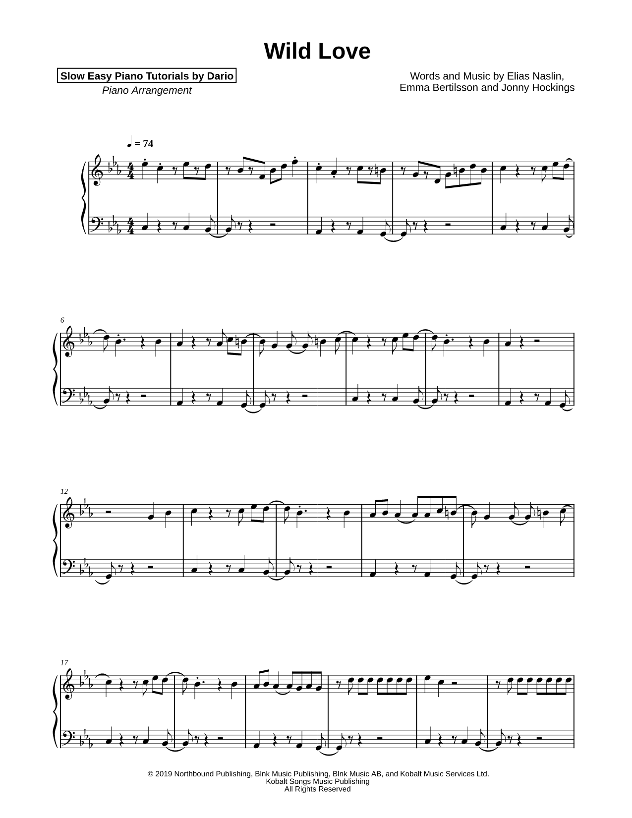 Wild Love [Slow Easy Piano Tutorial]