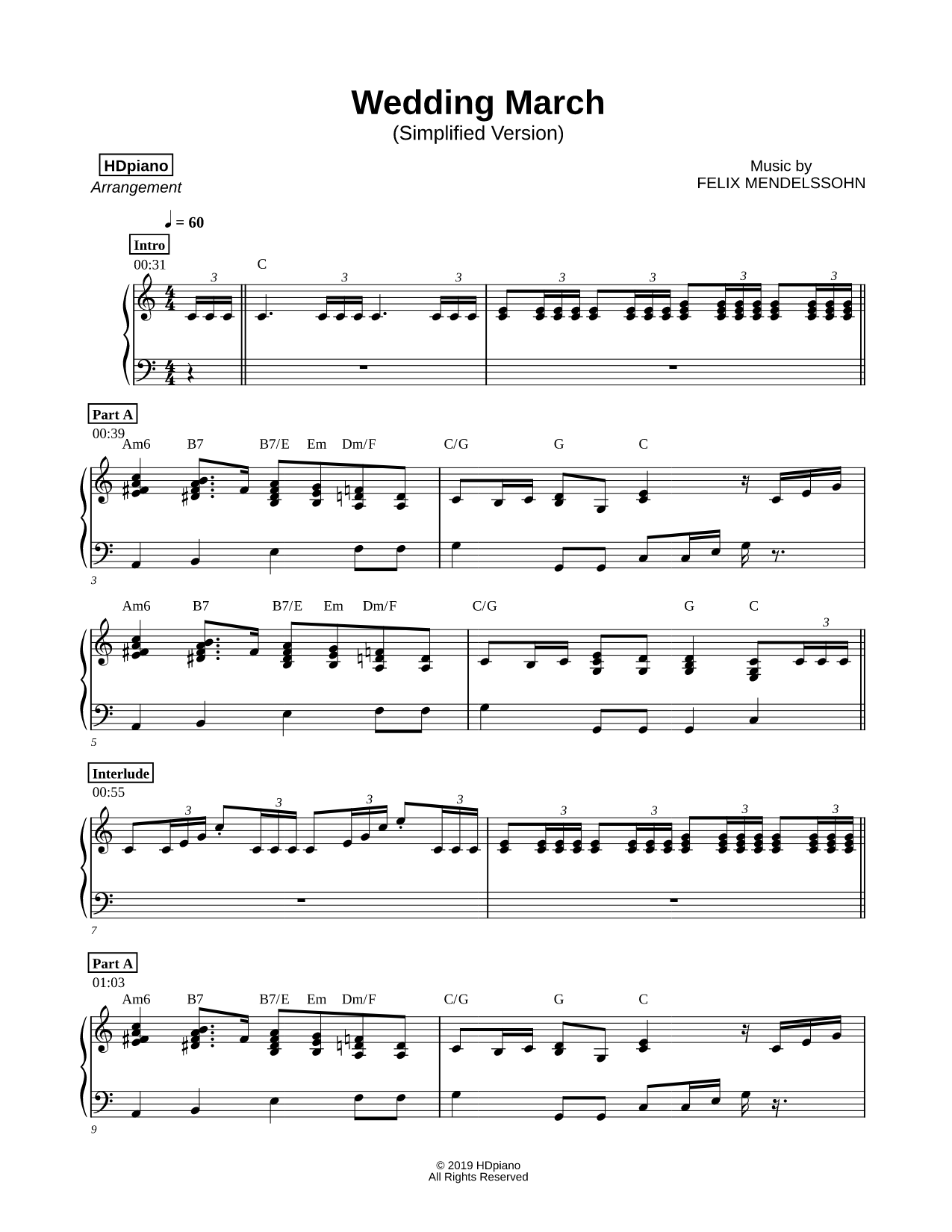 Wedding March from A Midsummer Night's Dream [simplified]