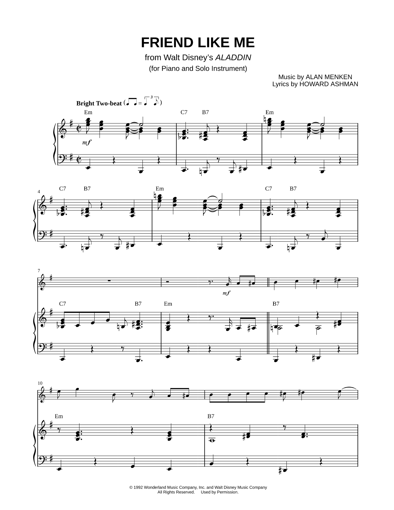 Friend Like Me - Piano Accompaniment
