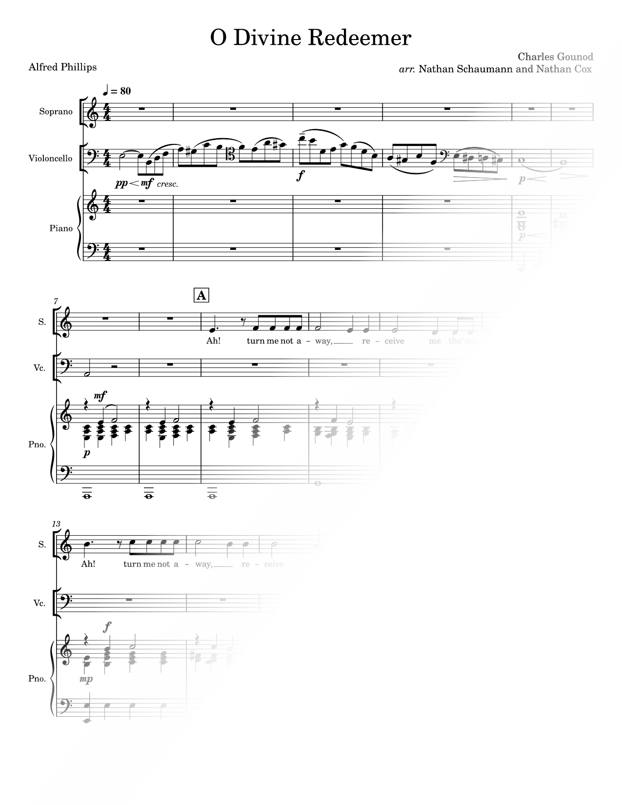 O, Divine Redeemer - Soprano, Cello & Piano