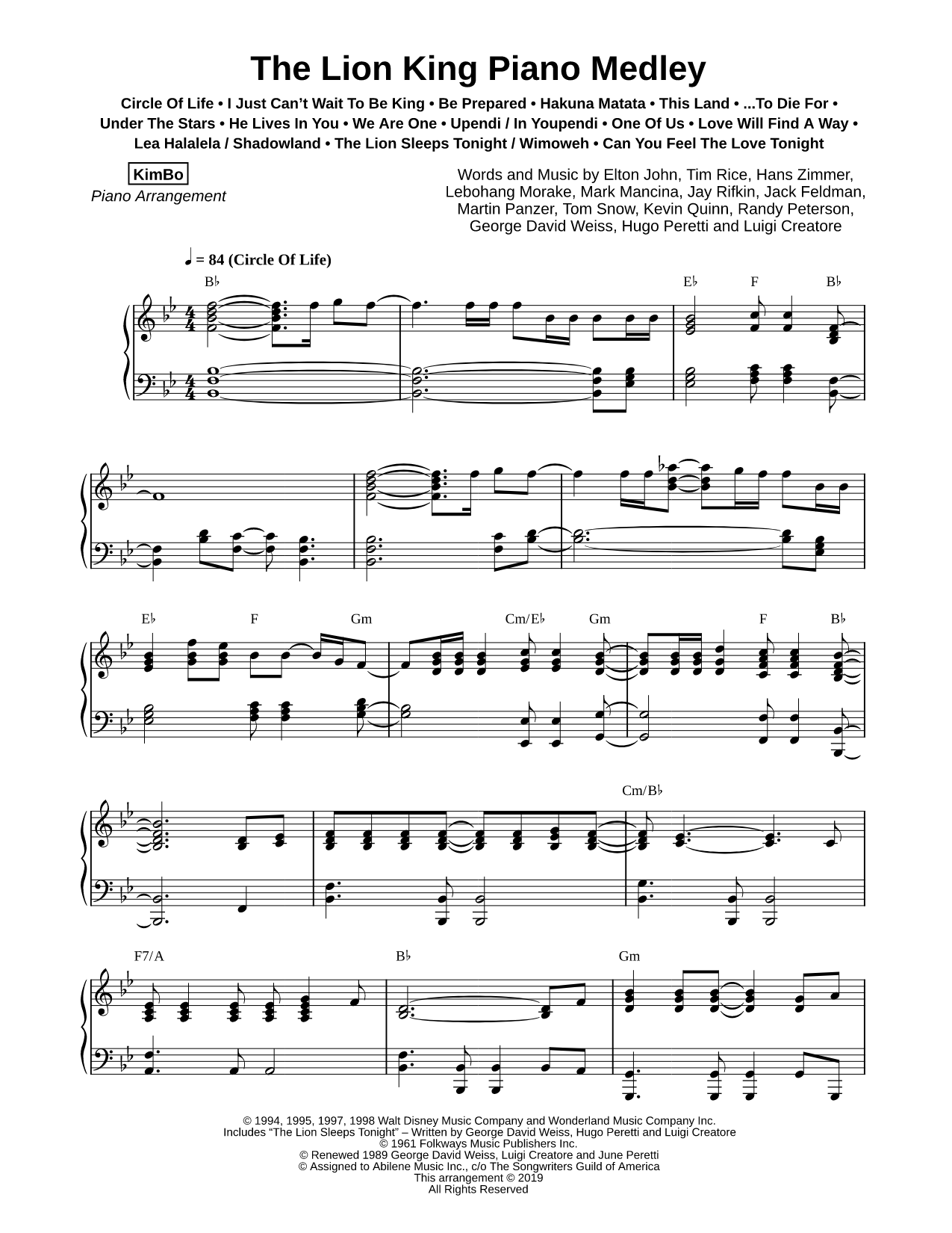 The Lion King Piano Medley