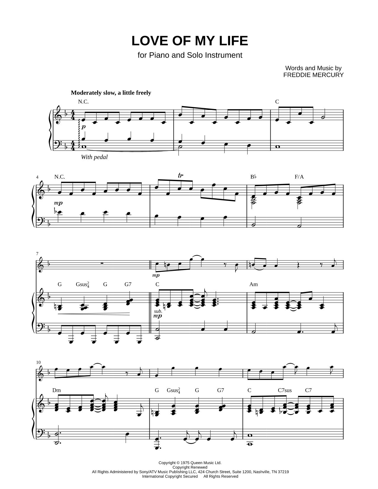 Love of My Life - Piano Accompaniment