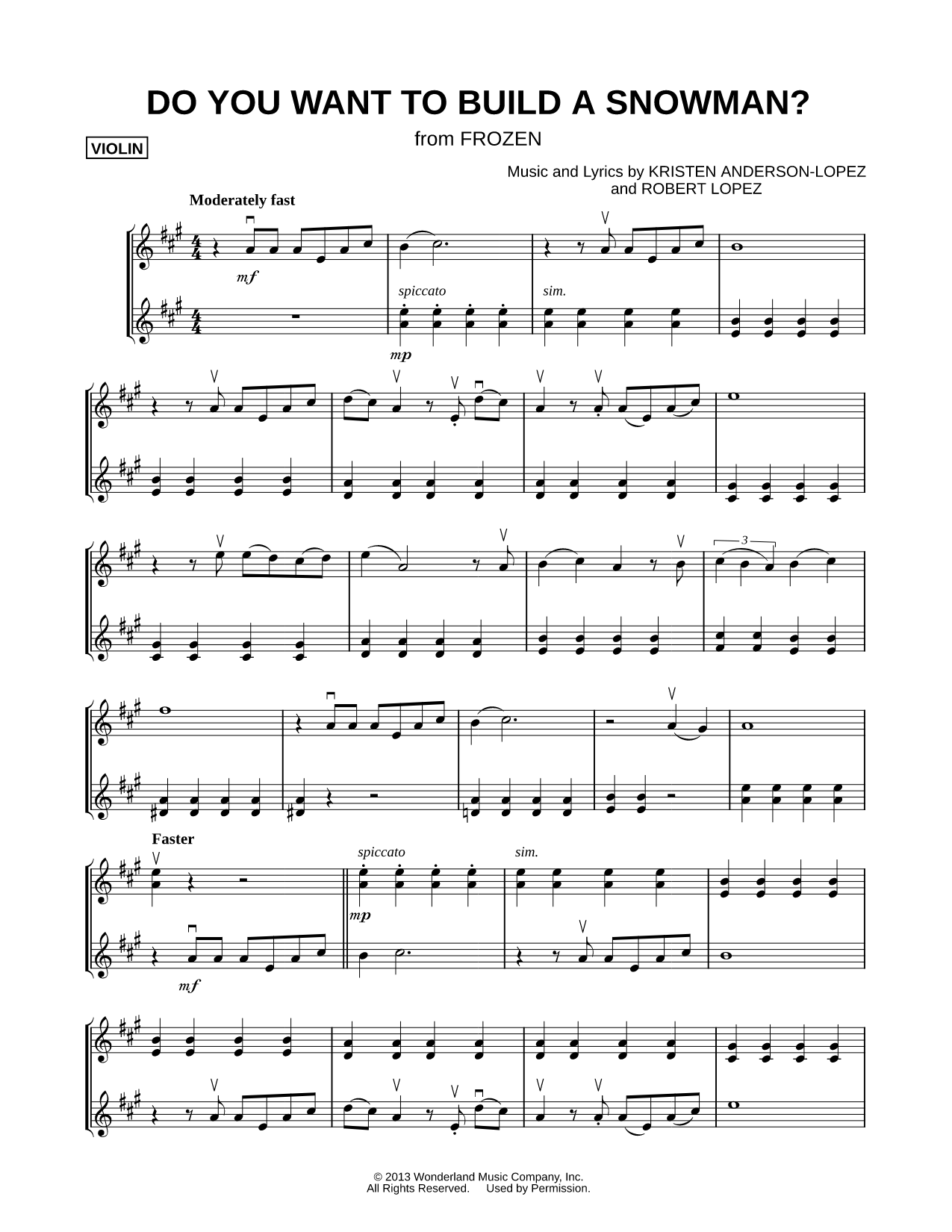 Do You Want to Build a Snowman? - Violin Duet