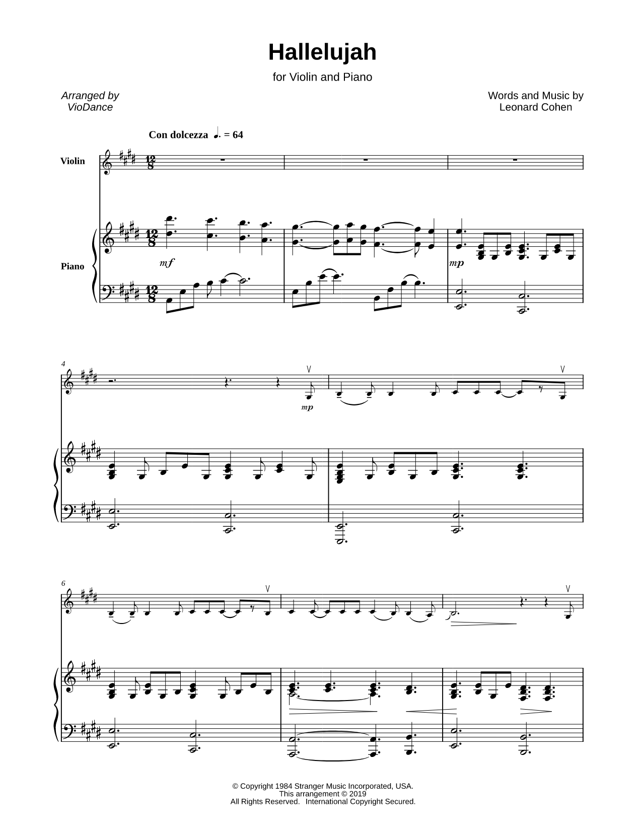Hallelujah - Violin & Piano