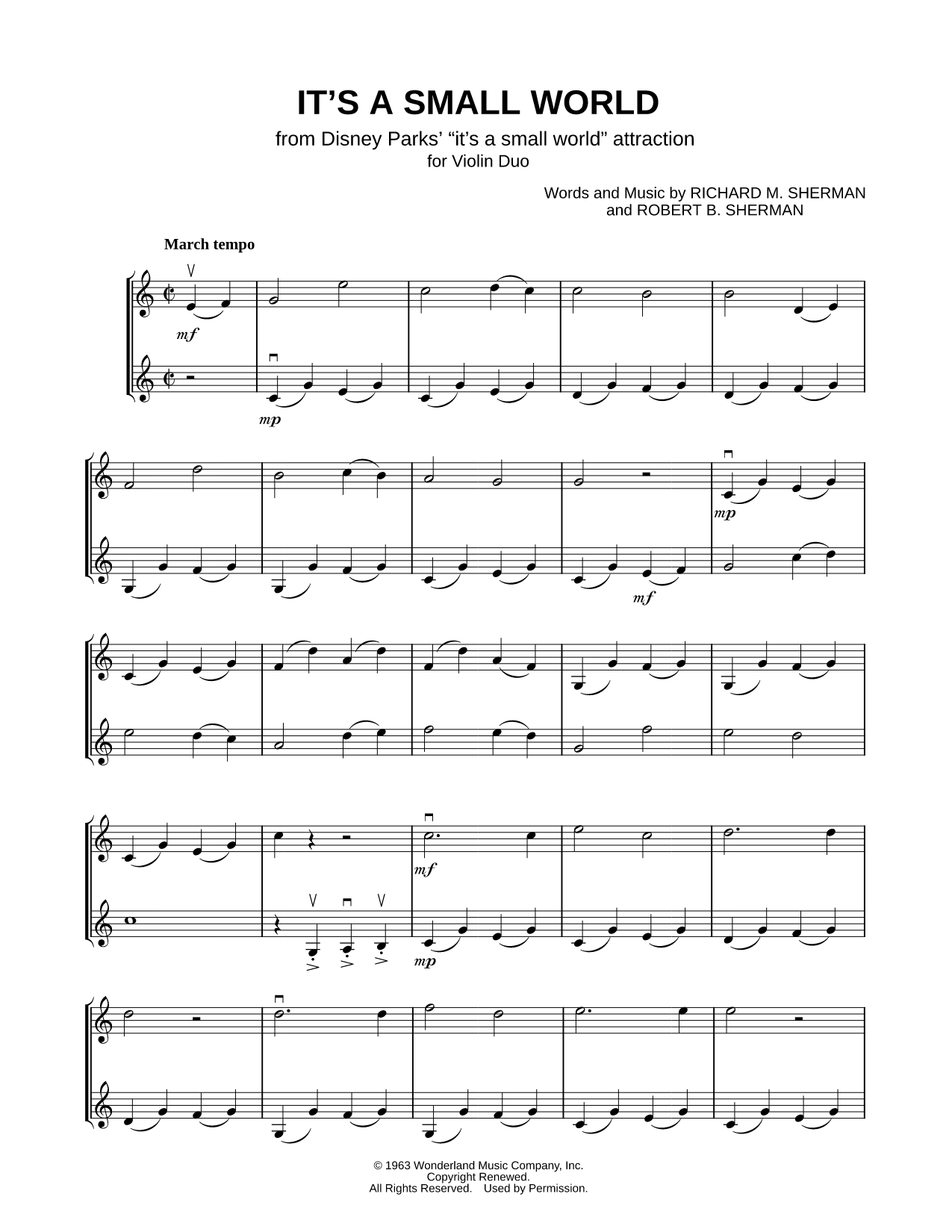 It's a Small World - Violin Duet