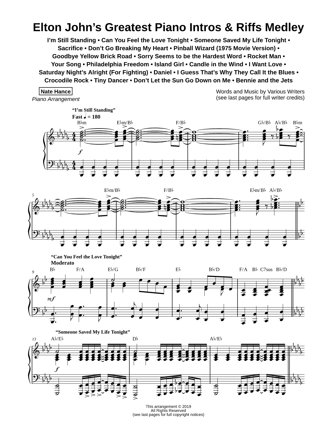 Elton John's Greatest Piano Intros & Riffs Medley