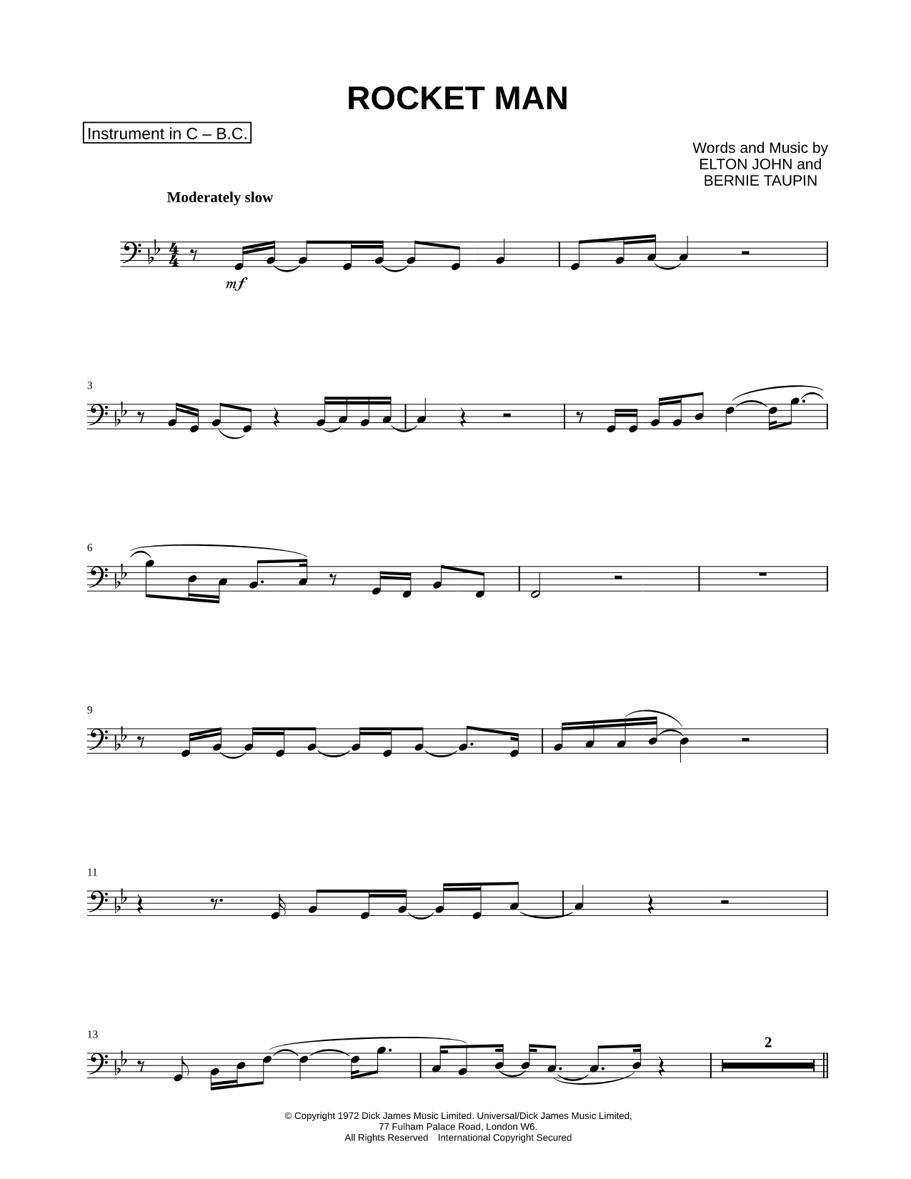 Rocket Man - Bass Clef Instrument