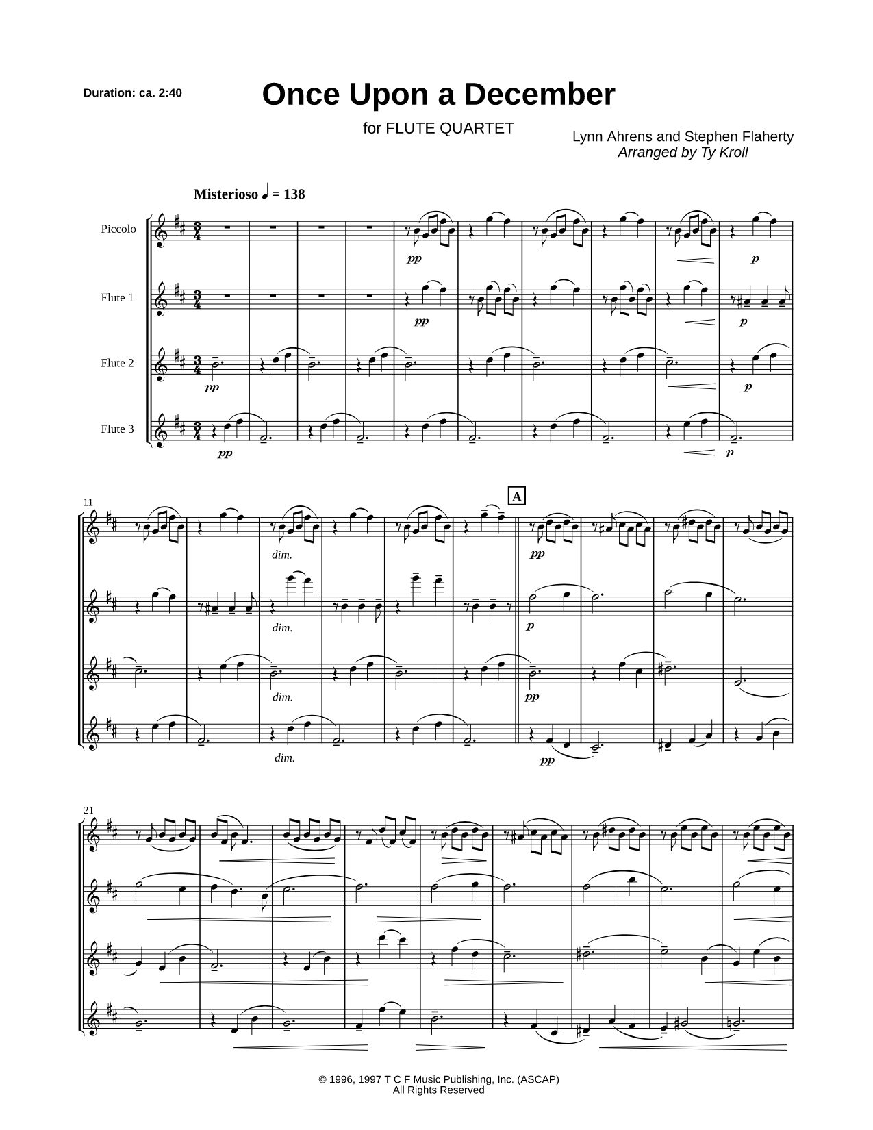 Once Upon a December - Flute Quartet