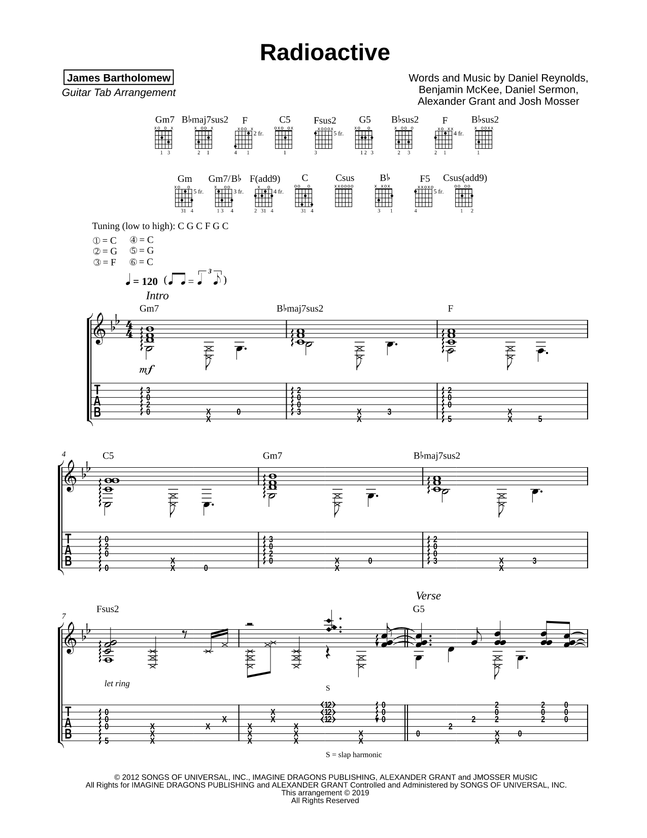 Radioactive Sheet Music — Guitar Tab