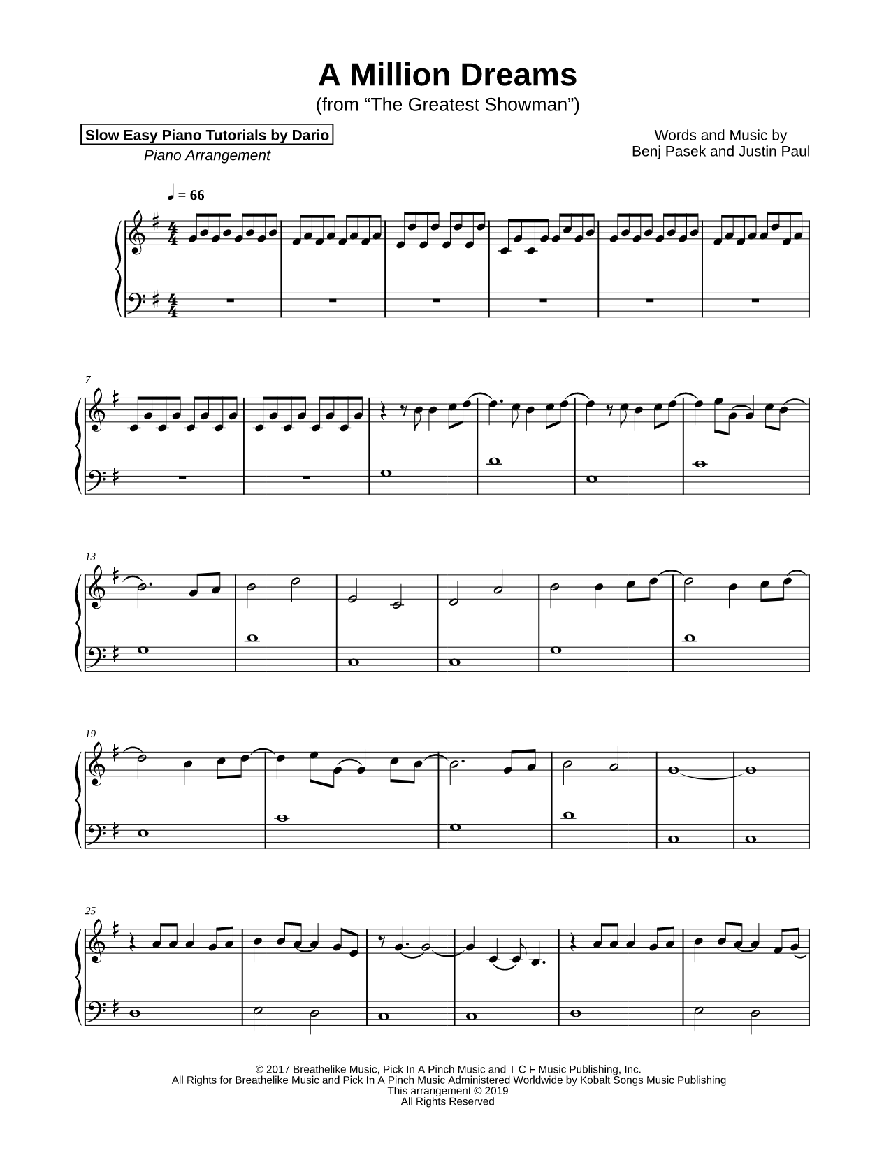 A Million Dreams [Slow Easy Piano Tutorial]