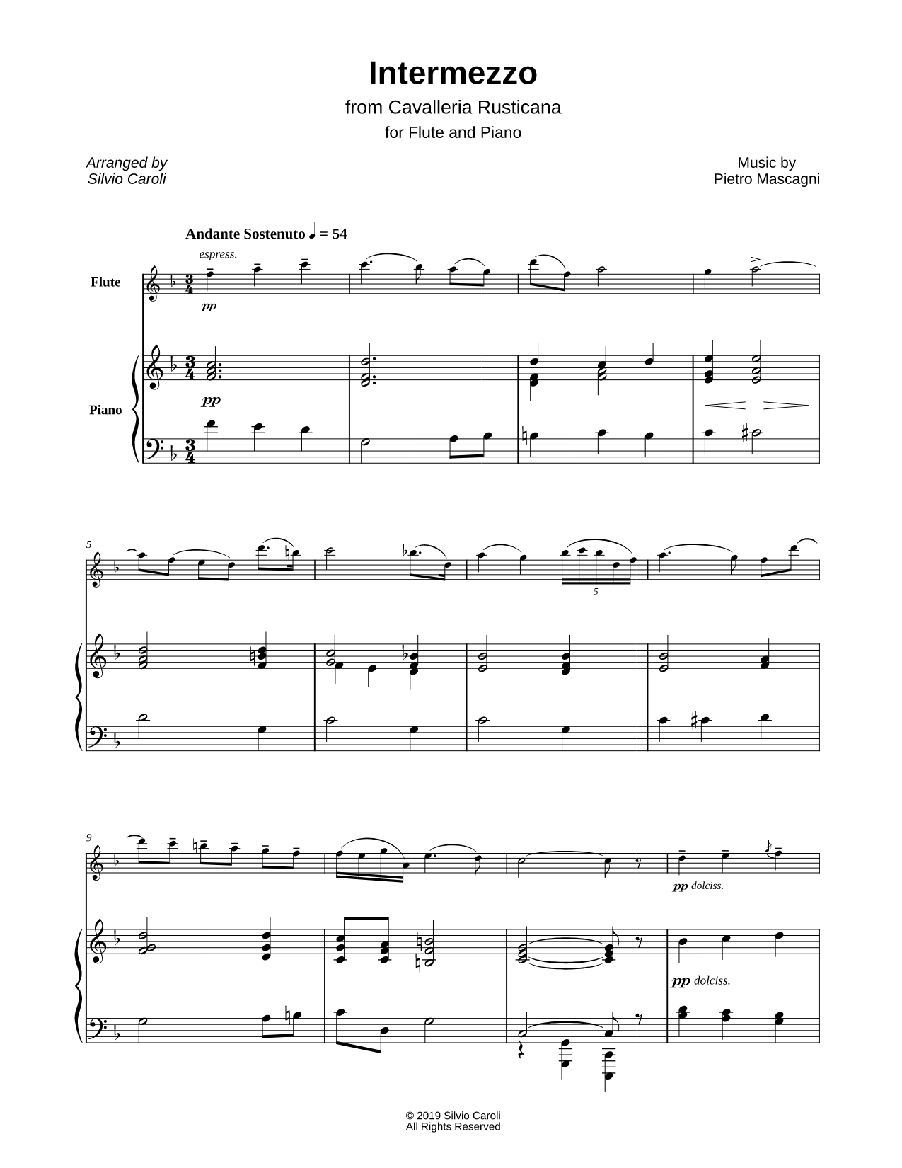 Intermezzo from Cavalleria Rusticana - Flute & Piano