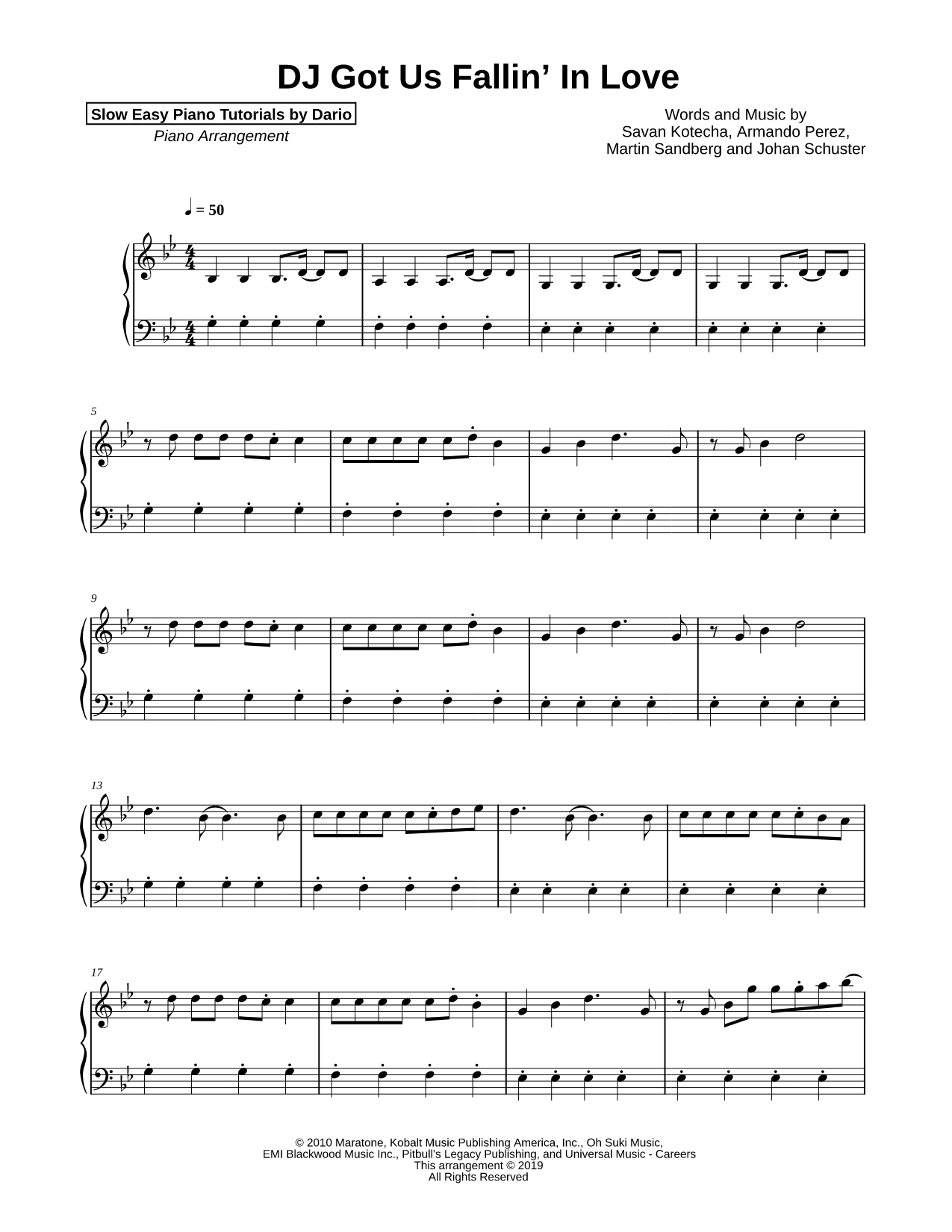 DJ Got Us Fallin' in Love [Slow Easy Piano Tutorial]