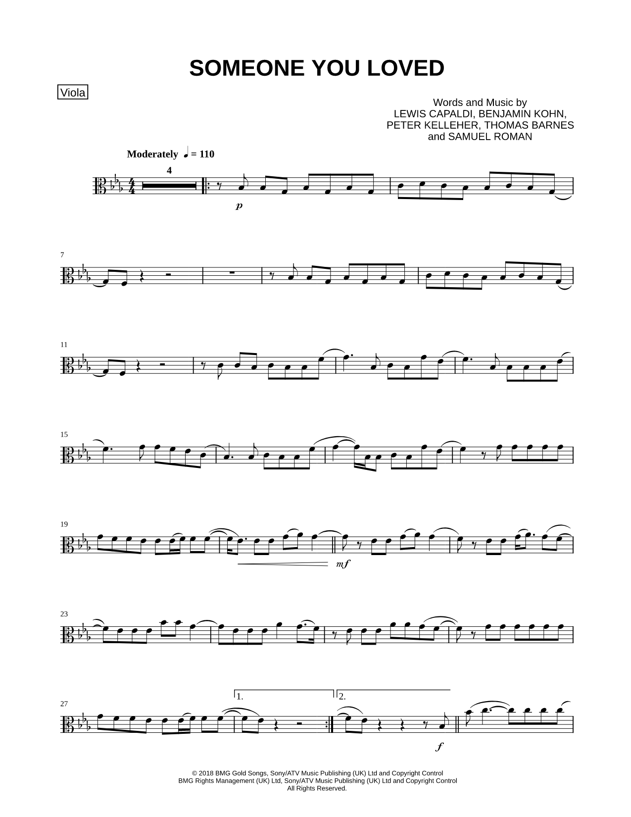 Someone You Loved - Viola