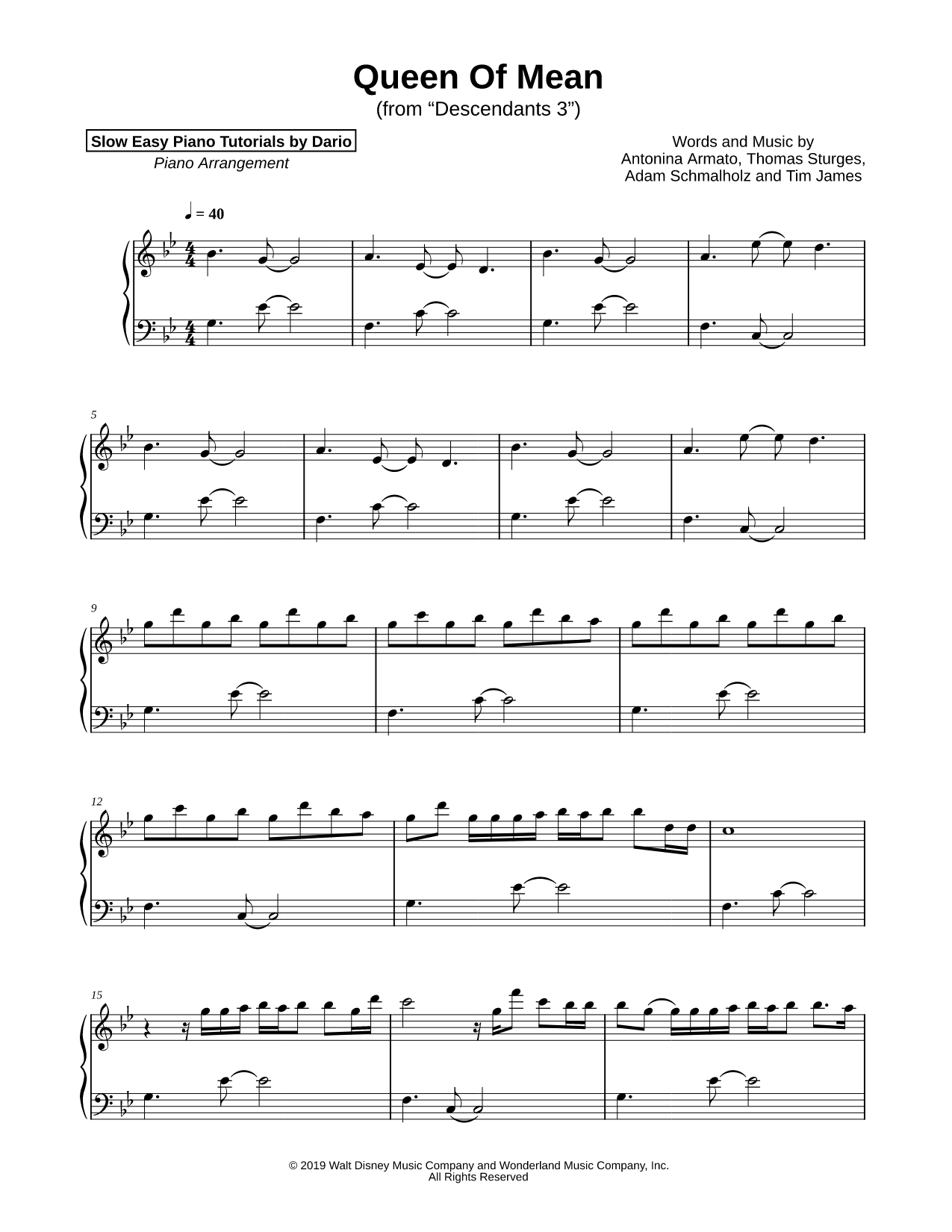 Queen of Mean [Slow Easy Piano Tutorial]
