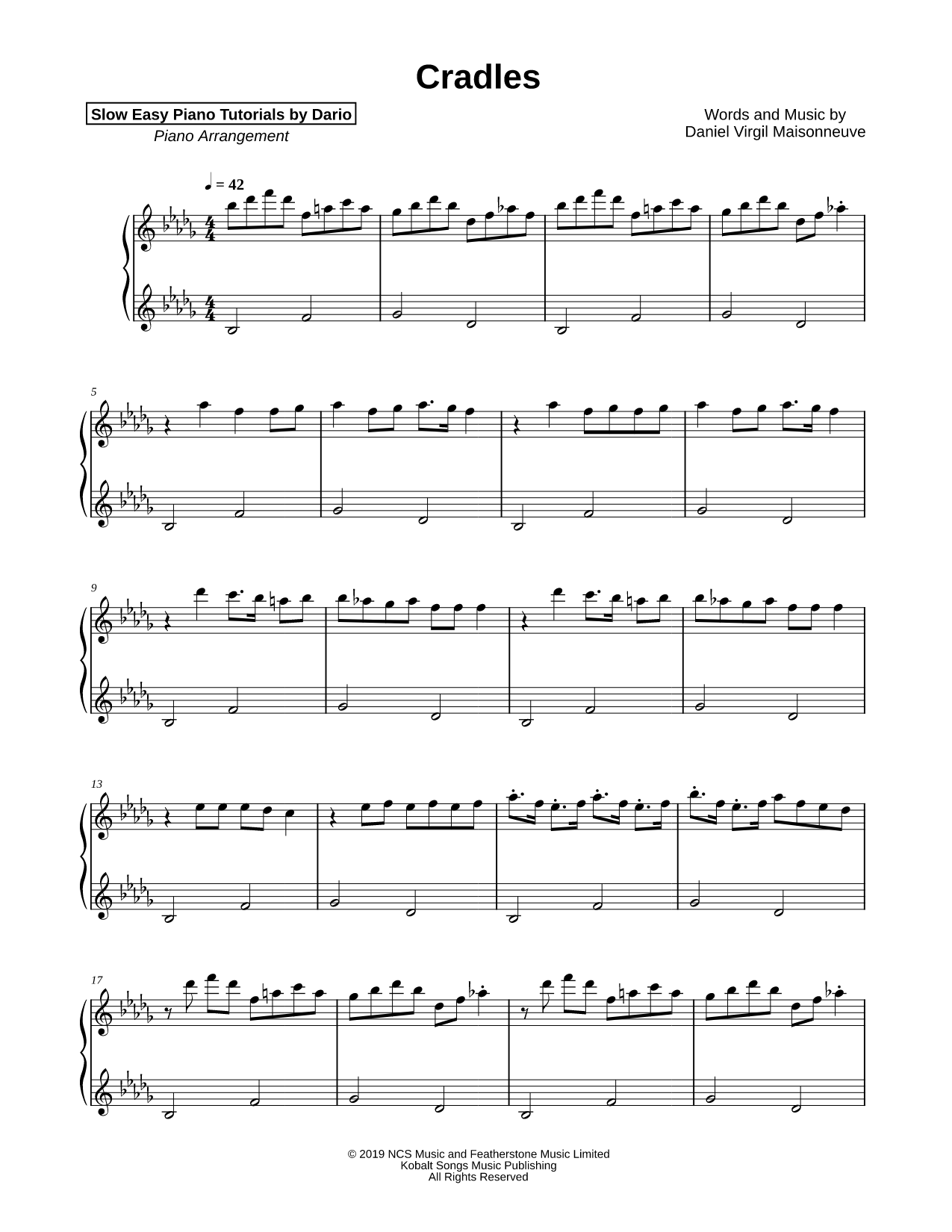 Cradles [Slow Easy Piano Tutorial]