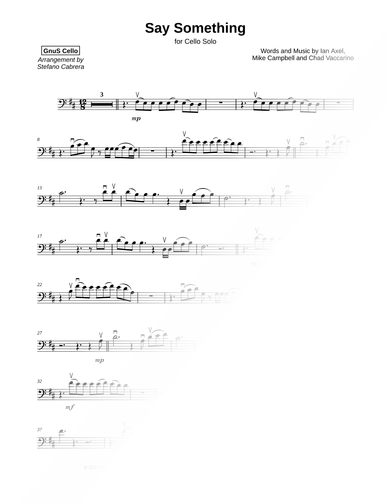 Say Something Sheet Music — Cello Solo