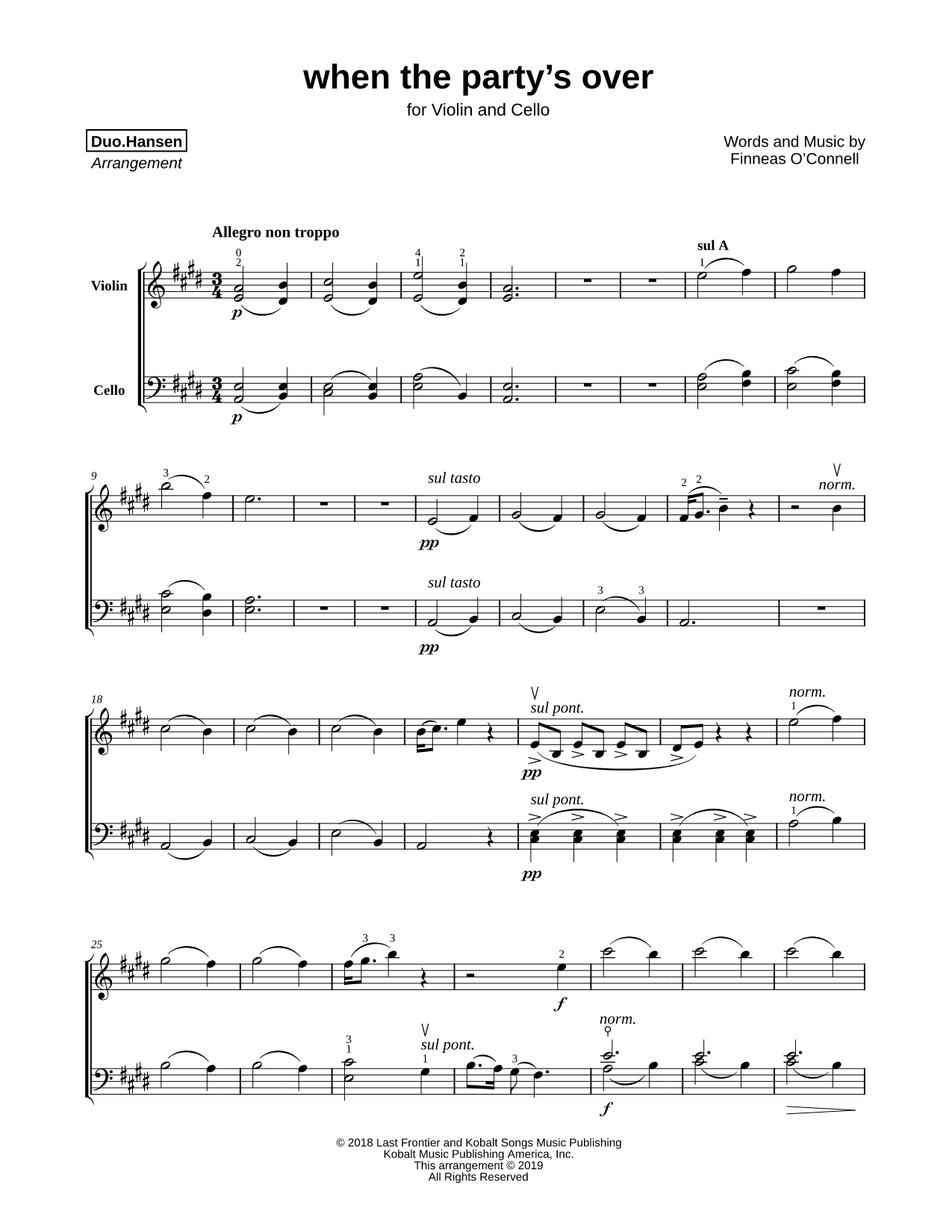 when the party's over - Violin & Cello