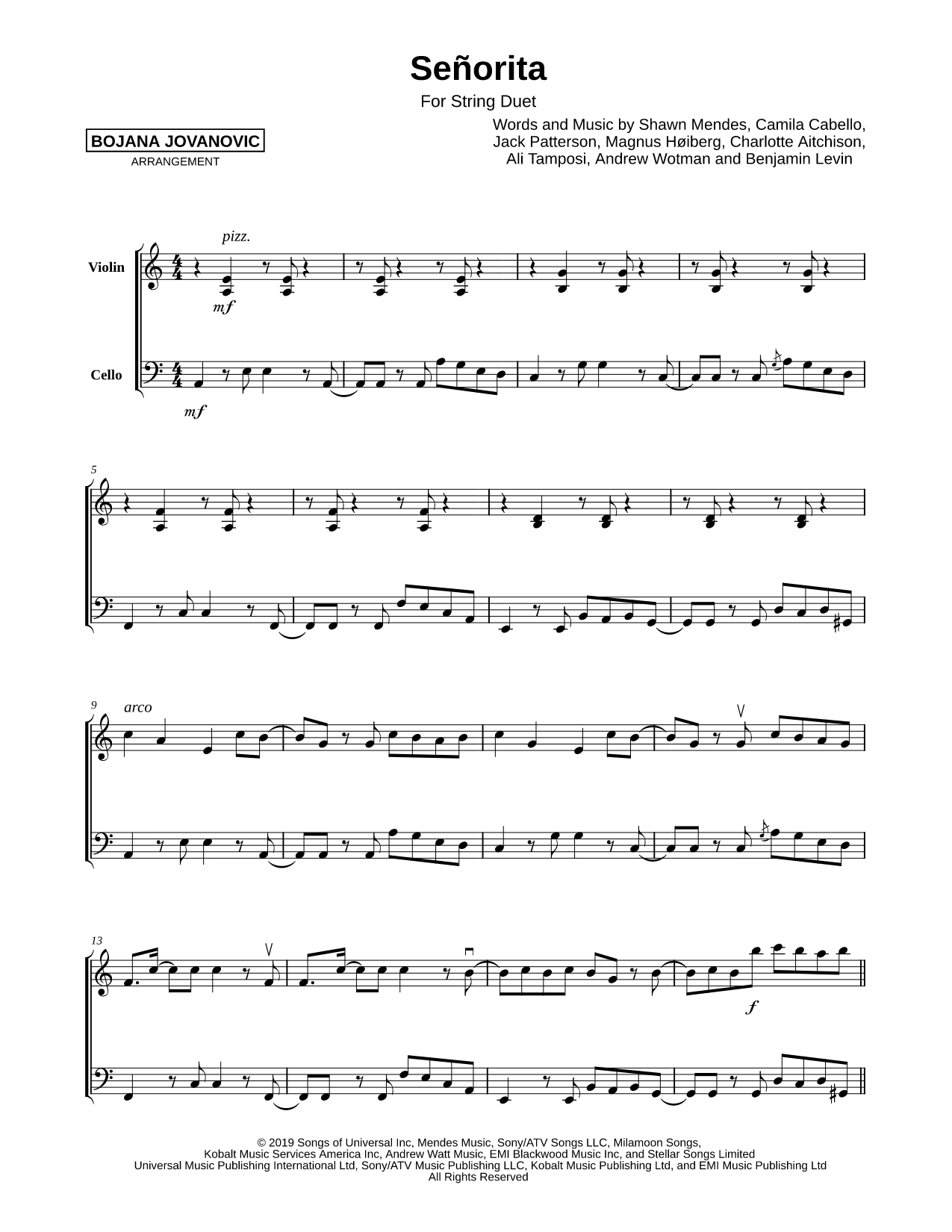 Señorita - Violin & Cello
