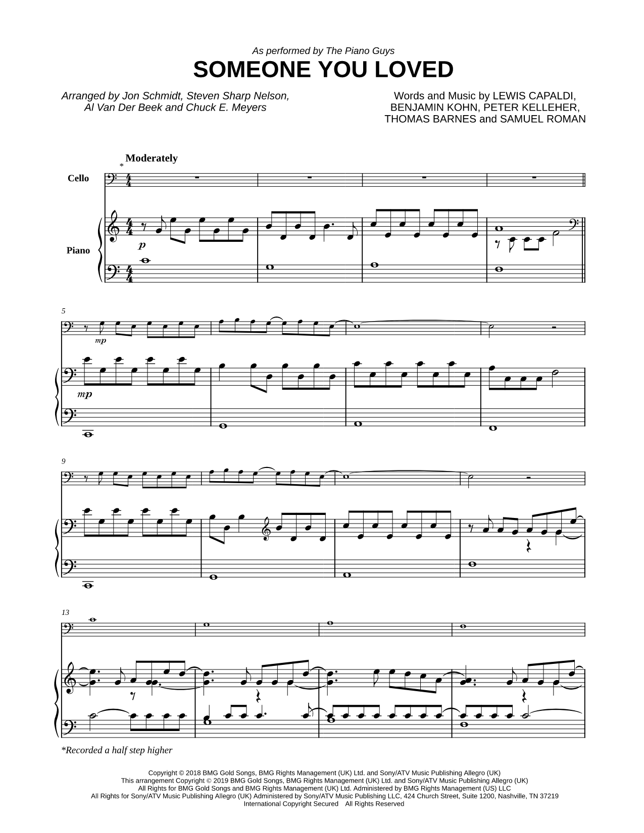 Someone You Loved - Cello & Piano