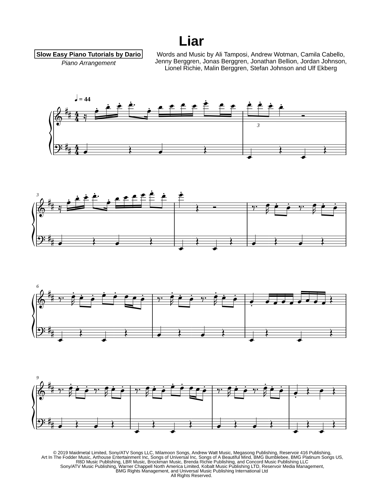 Liar [Slow Easy Piano Tutorial]