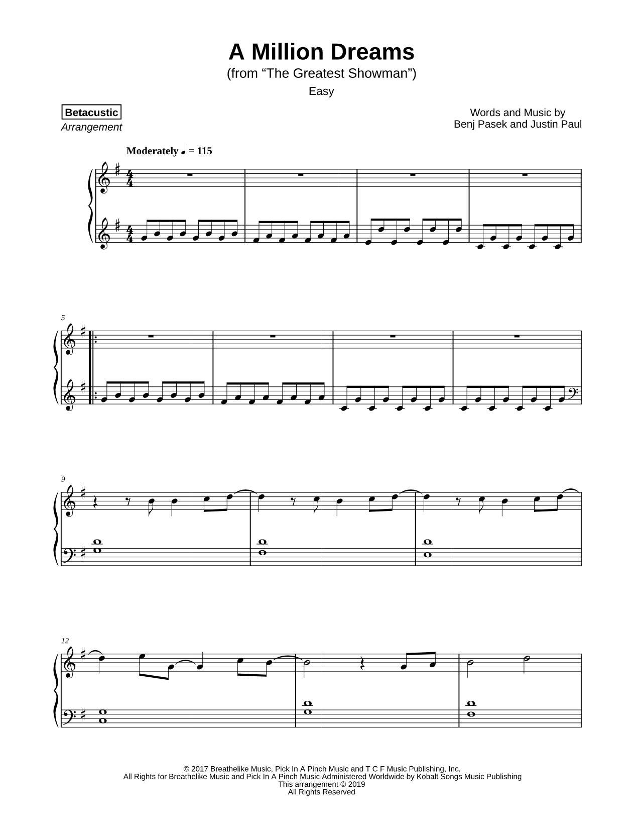 A Million Dreams [easy]