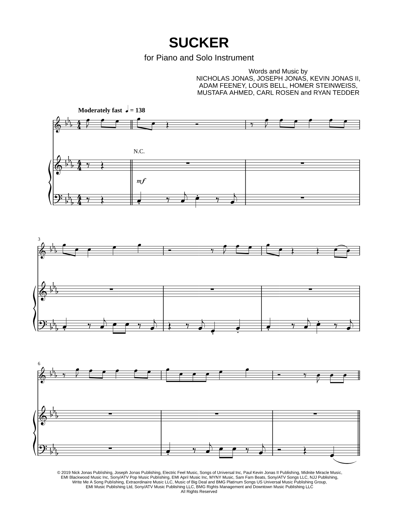 Sucker - Piano Accompaniment