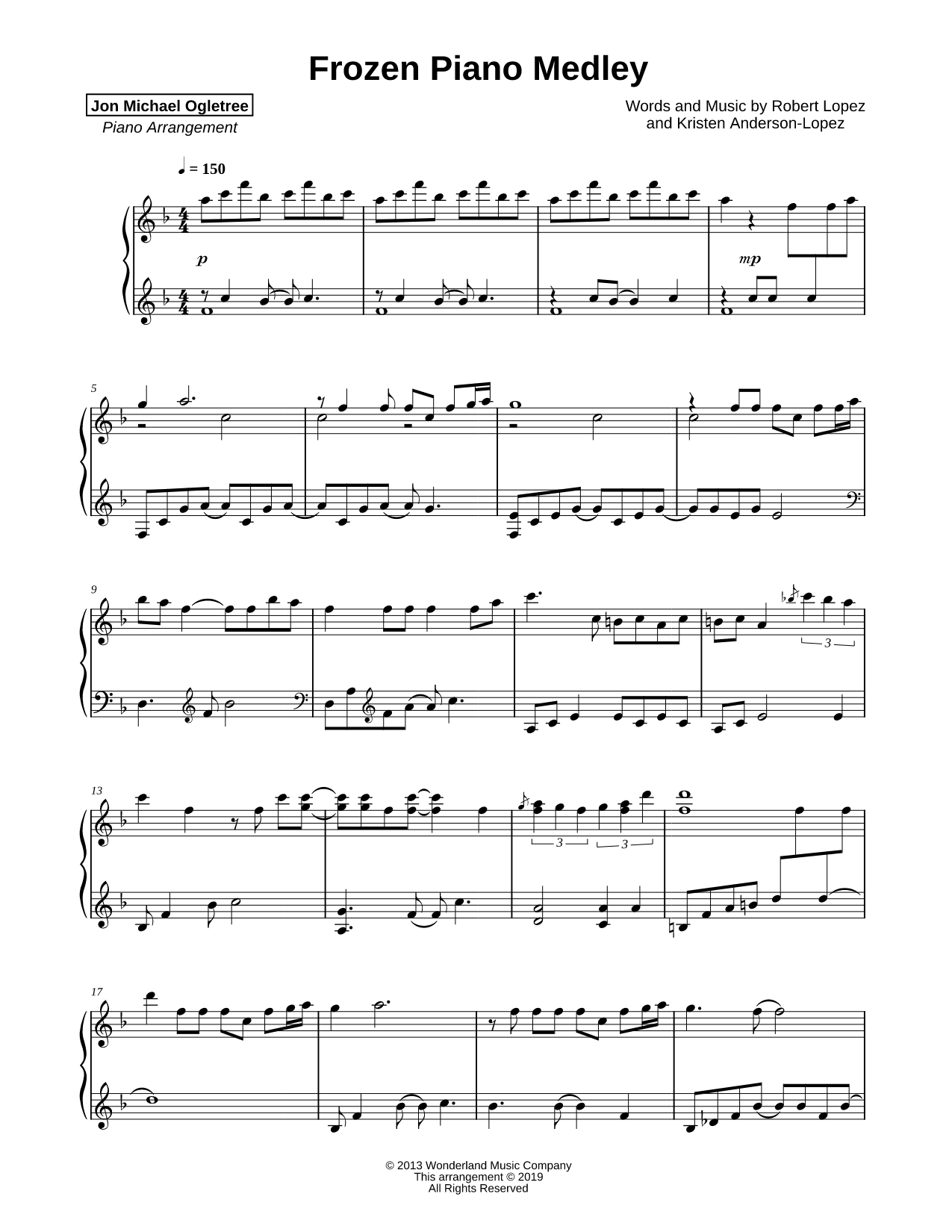 Frozen Piano Medley