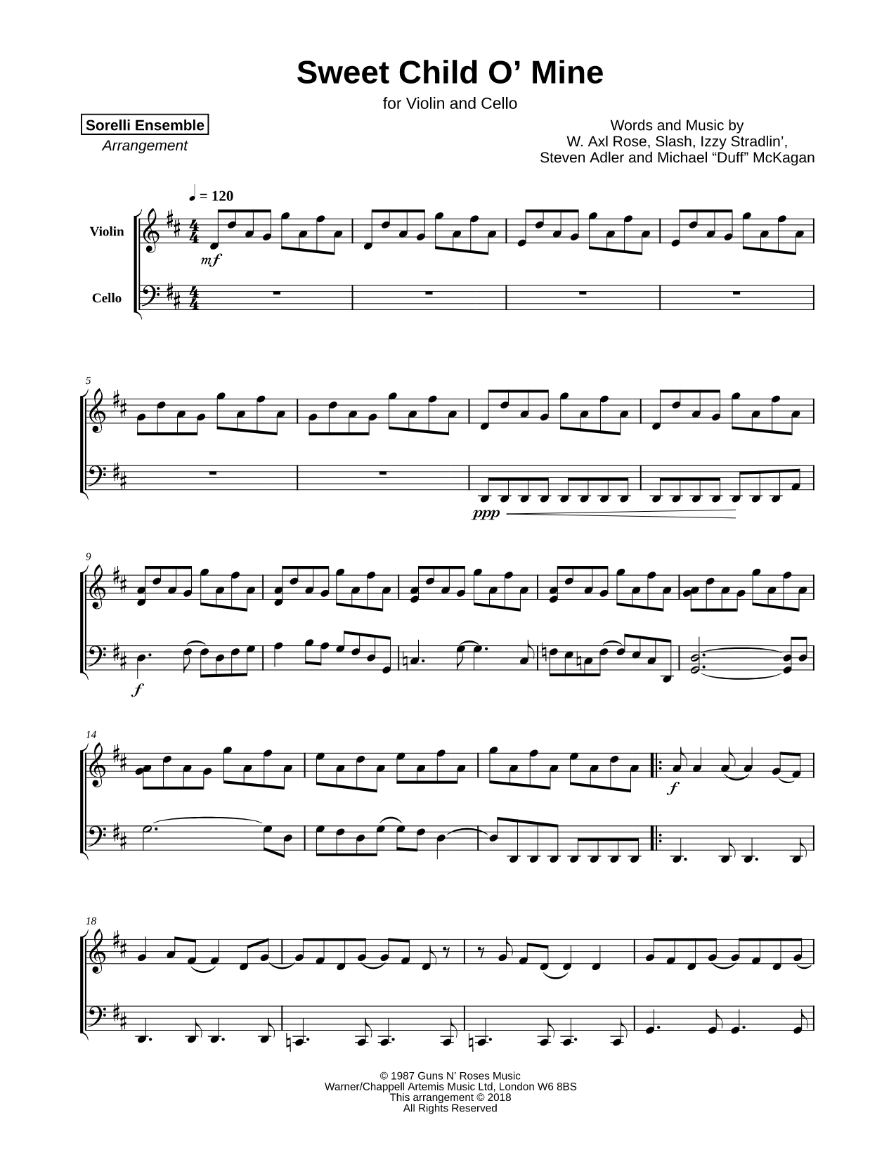 Sweet Child o' Mine - Violin & Cello