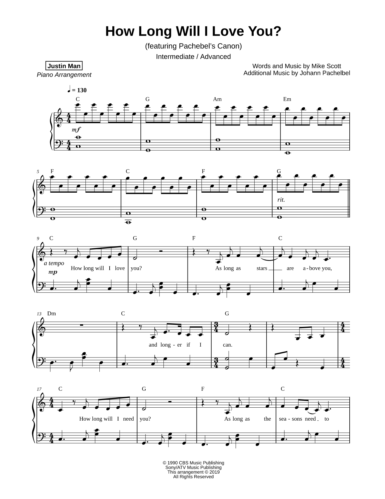 How Long Will I Love You? (feat. Pachelbel's Canon) [intermediate / advanced]