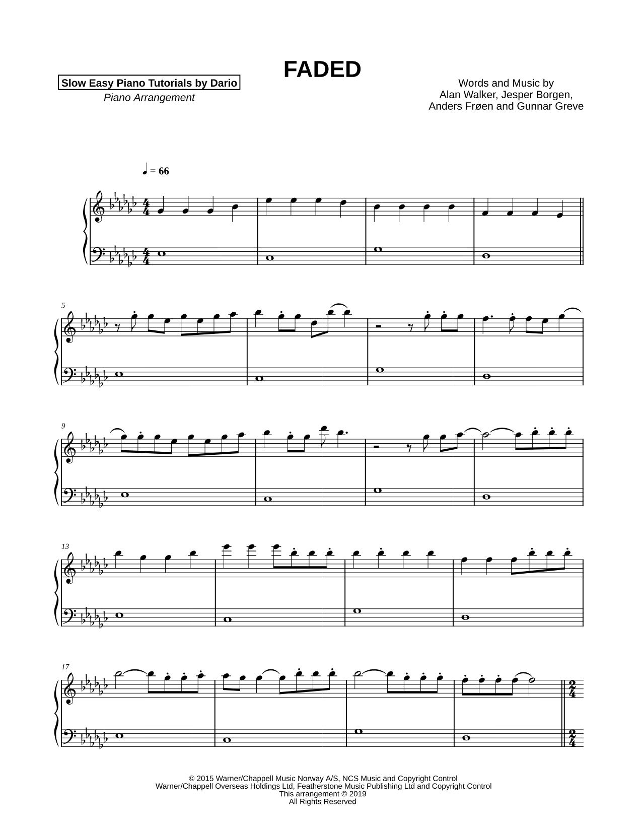 Faded [Slow Easy Piano Tutorial]