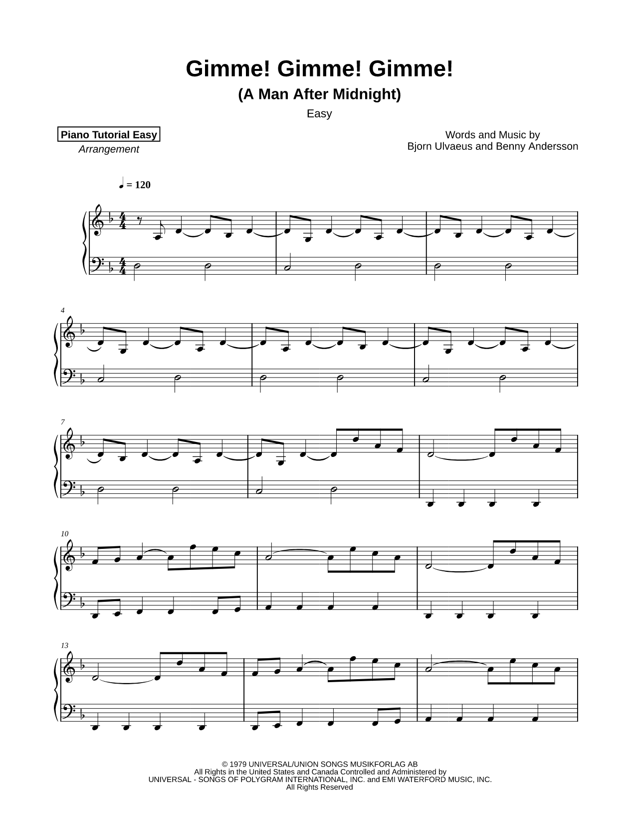 Gimme! Gimme! Gimme! (A Man After Midnight) [easy]