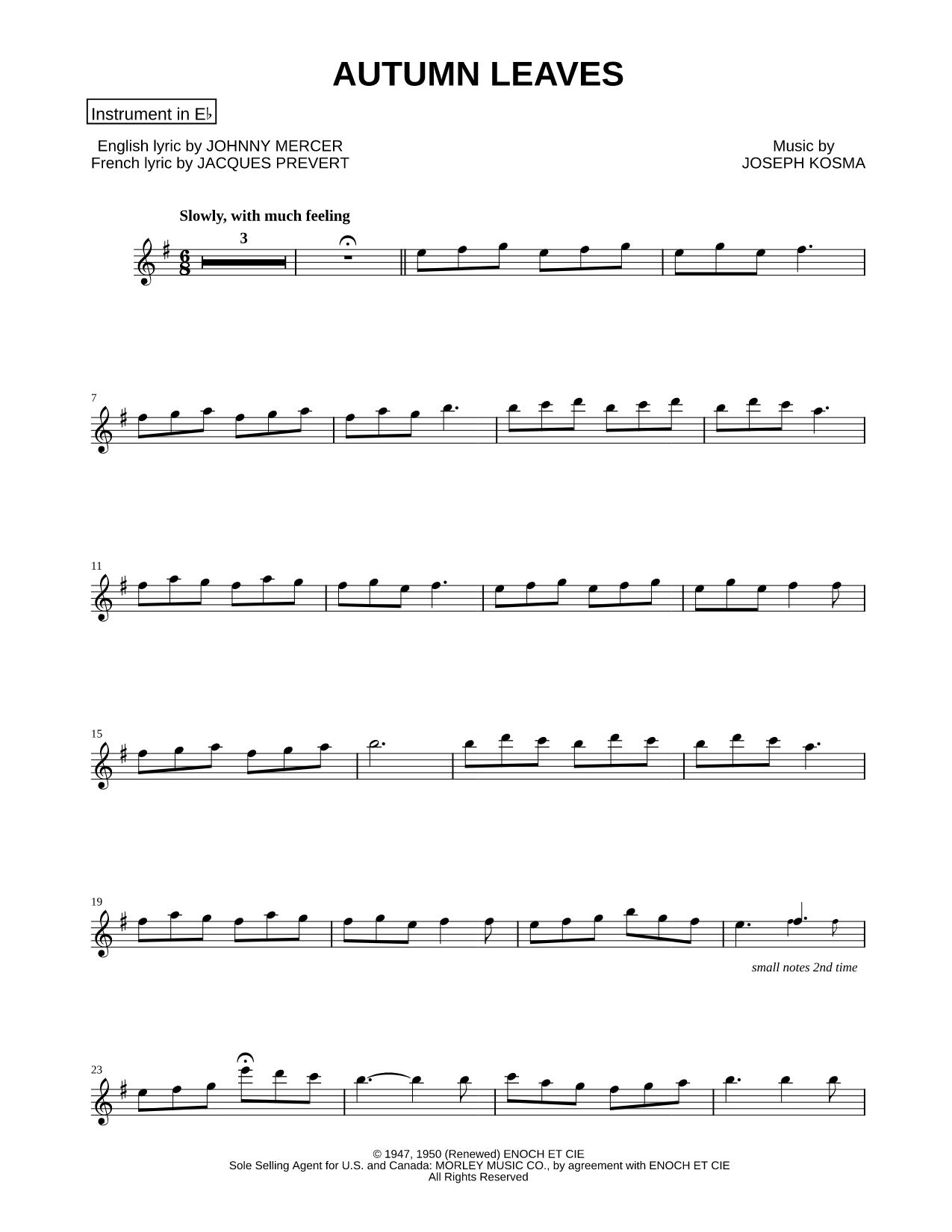 Autumn Leaves - Eb Instrument