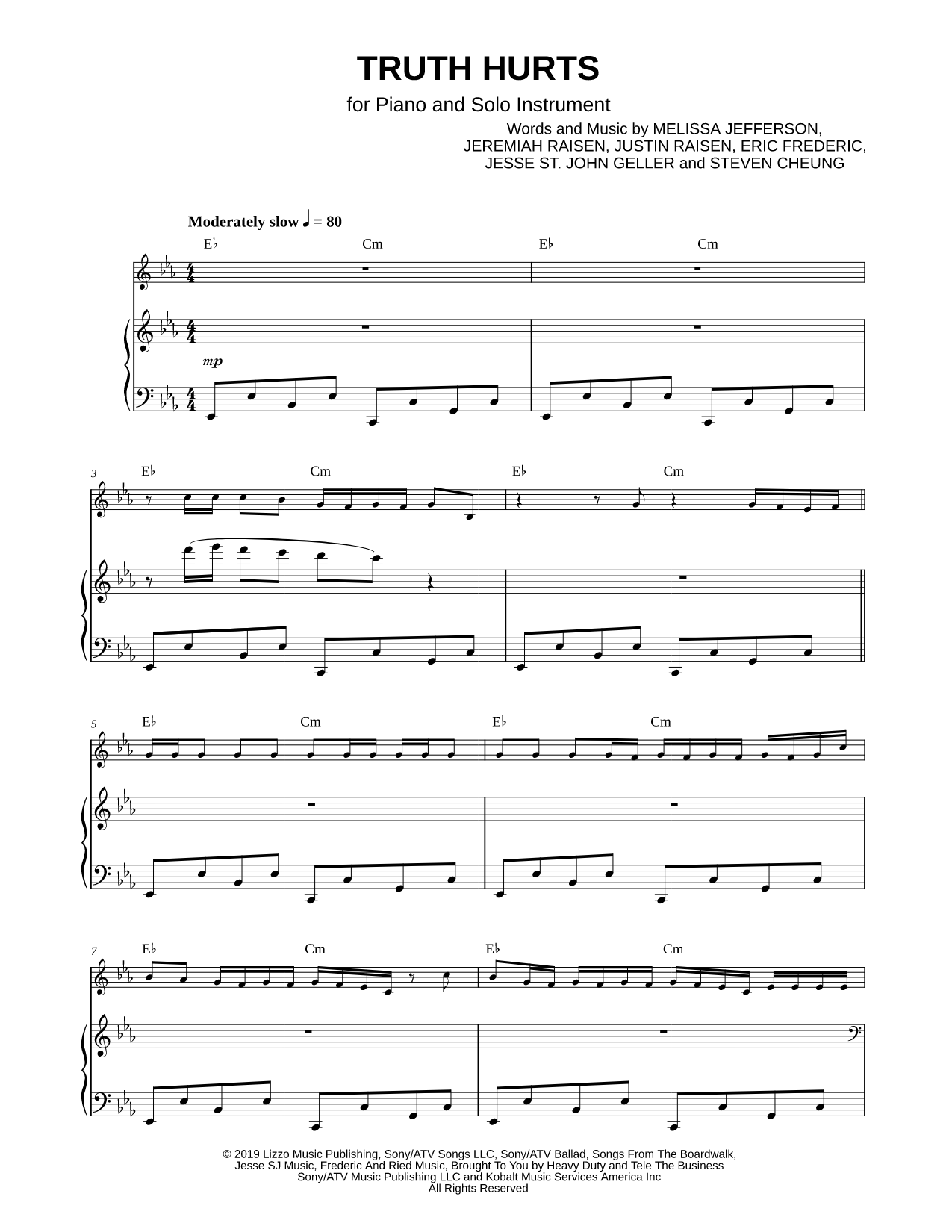 Truth Hurts - Piano Accompaniment