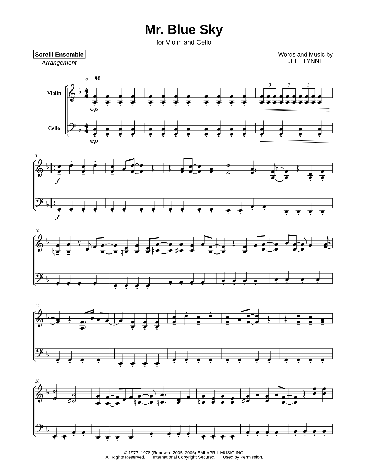 Mr. Blue Sky - Violin & Cello