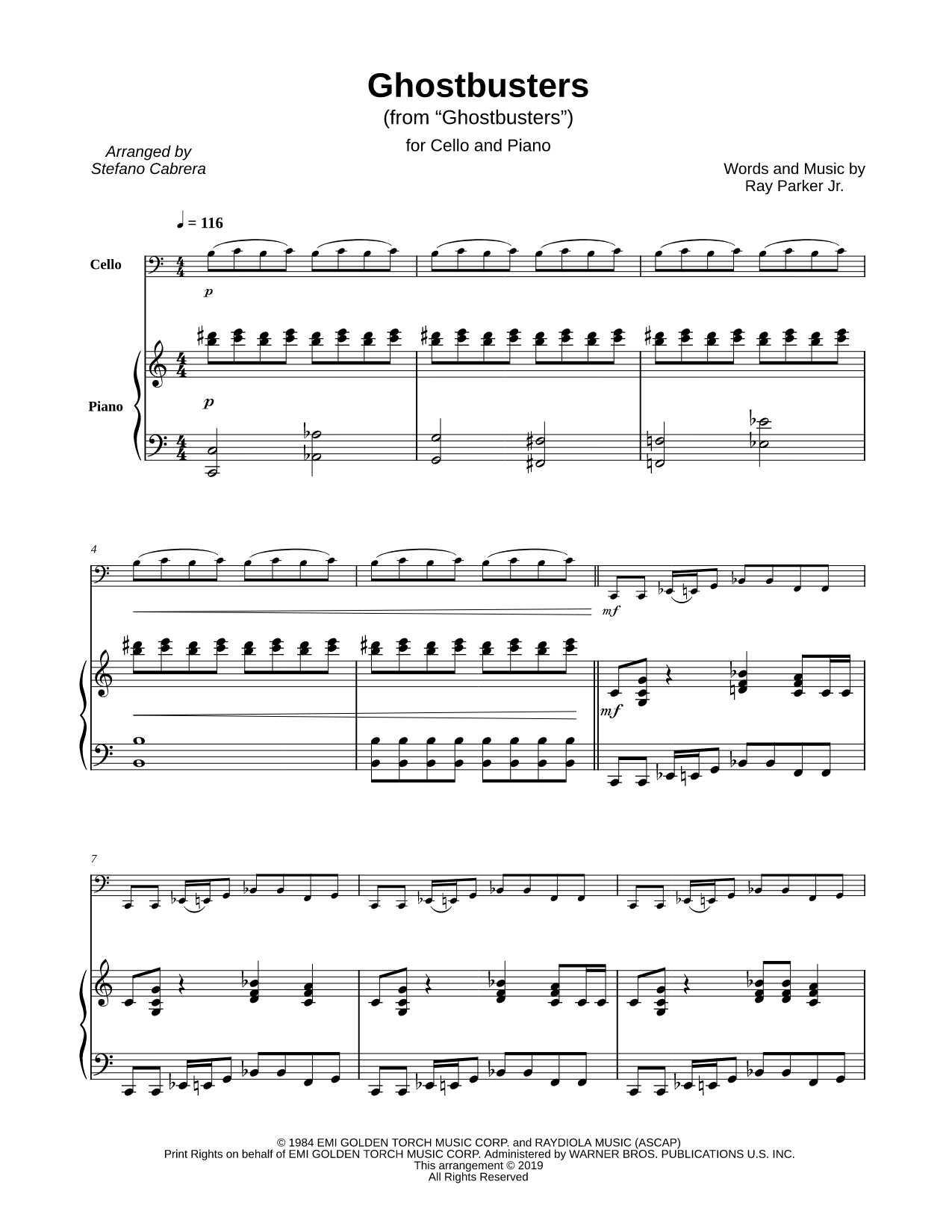 Ghostbusters - Cello & Piano