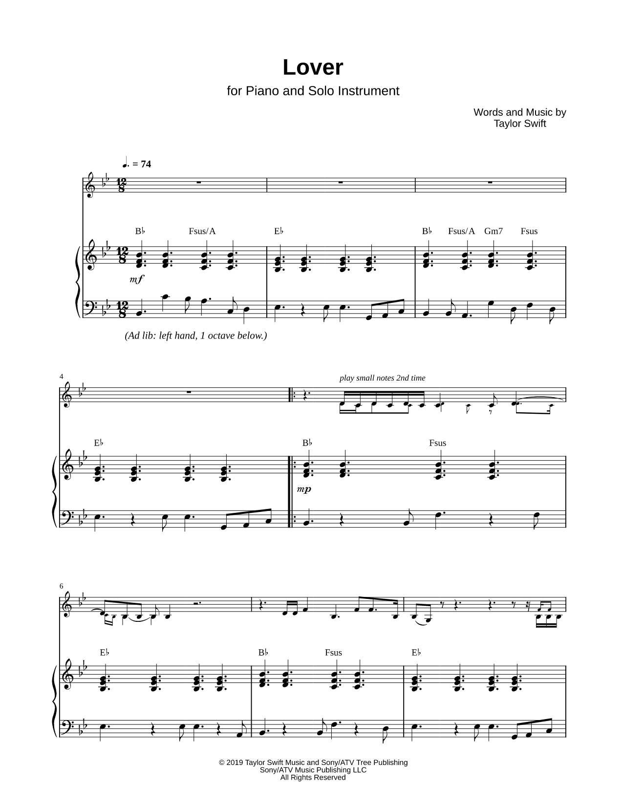 Lover - Piano Accompaniment