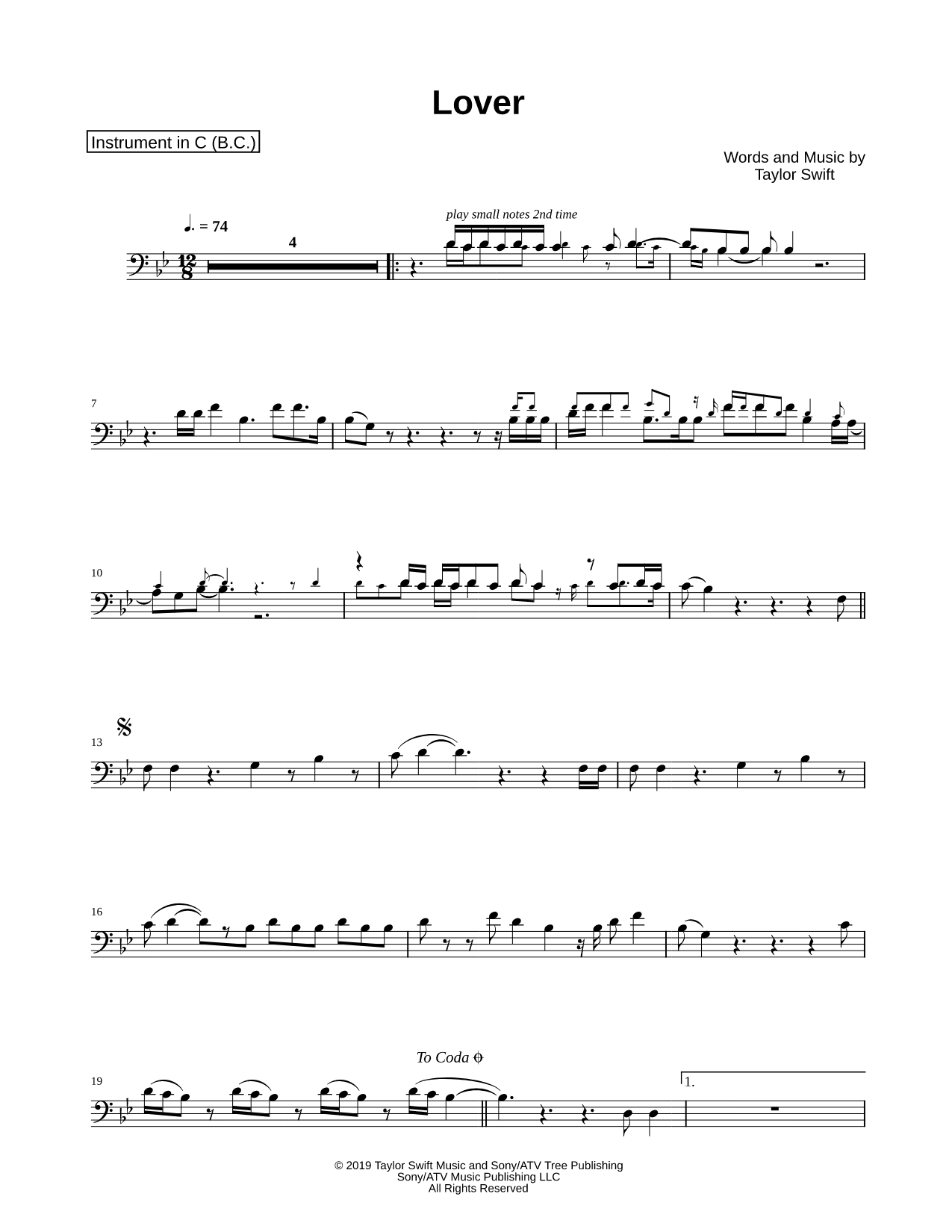 Lover - Bass Clef Instrument