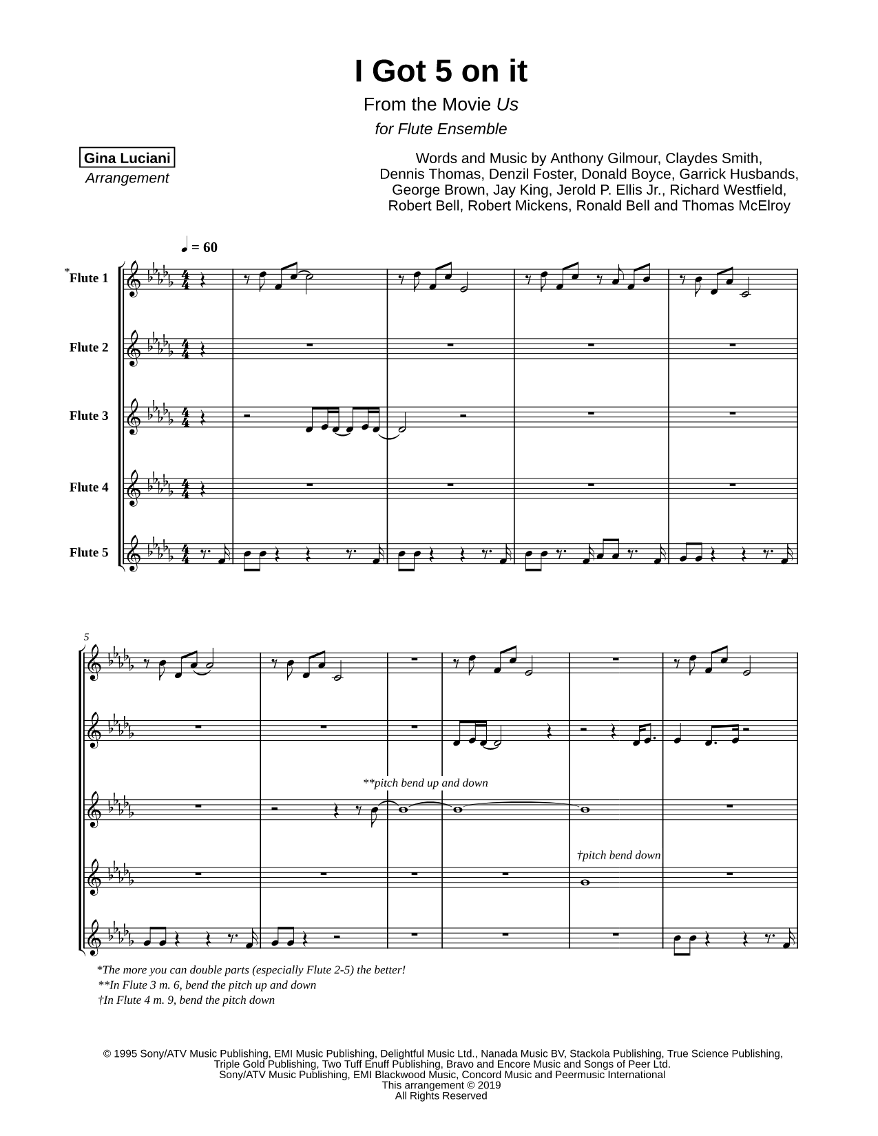 I Got 5 on It (from Us) - Flute Ensemble