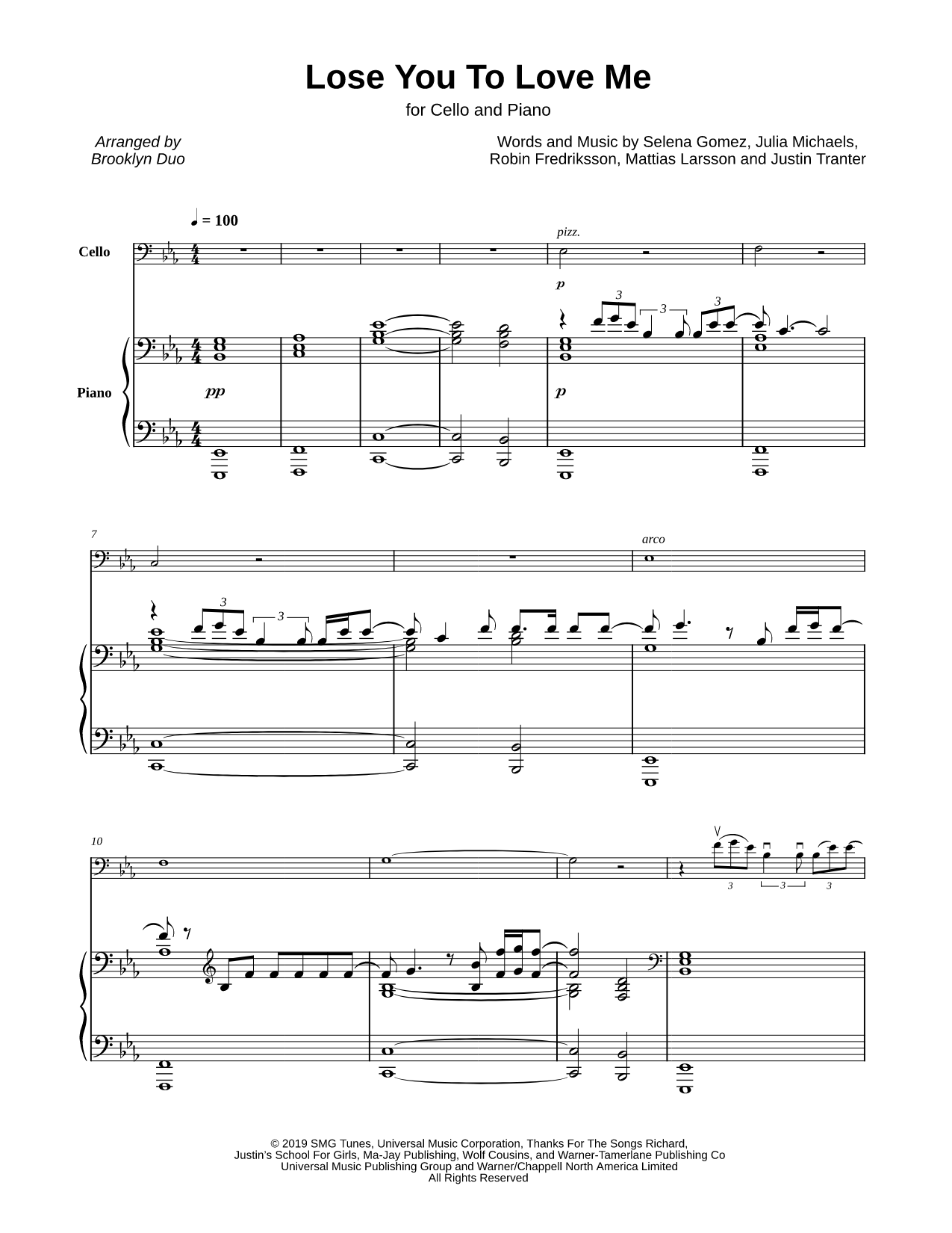 Lose You to Love Me - Cello & Piano