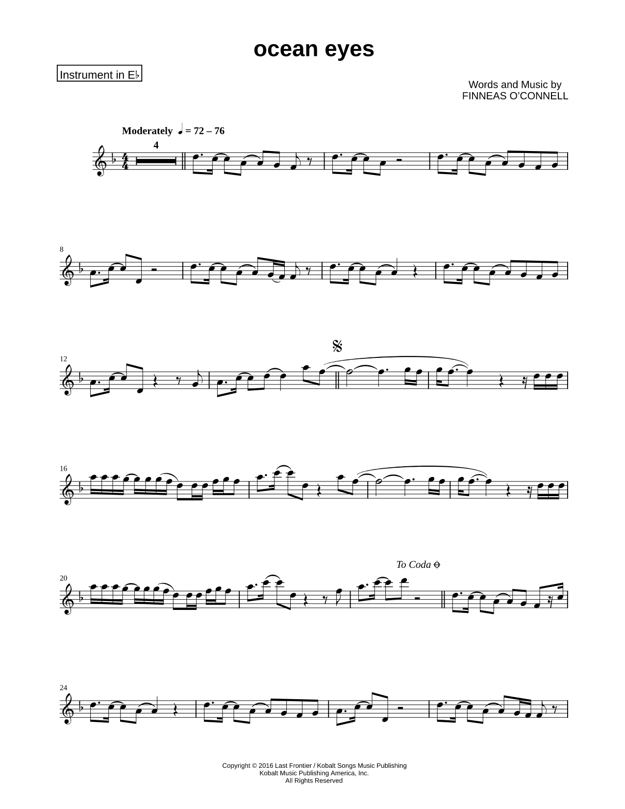ocean eyes - Eb Instrument