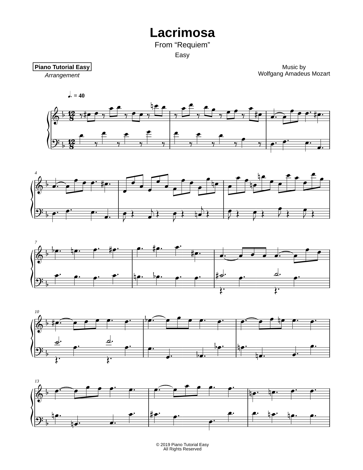 Requiem, K. 626: Lacrimosa [easy]