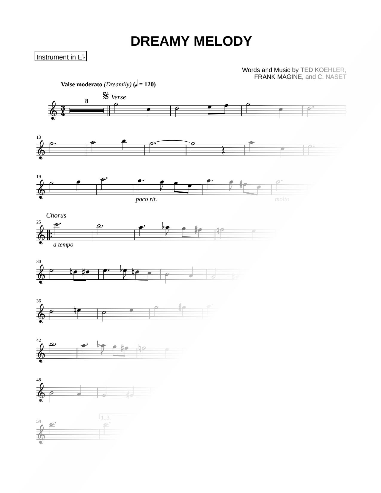Dreamy Melody - Eb Instrument