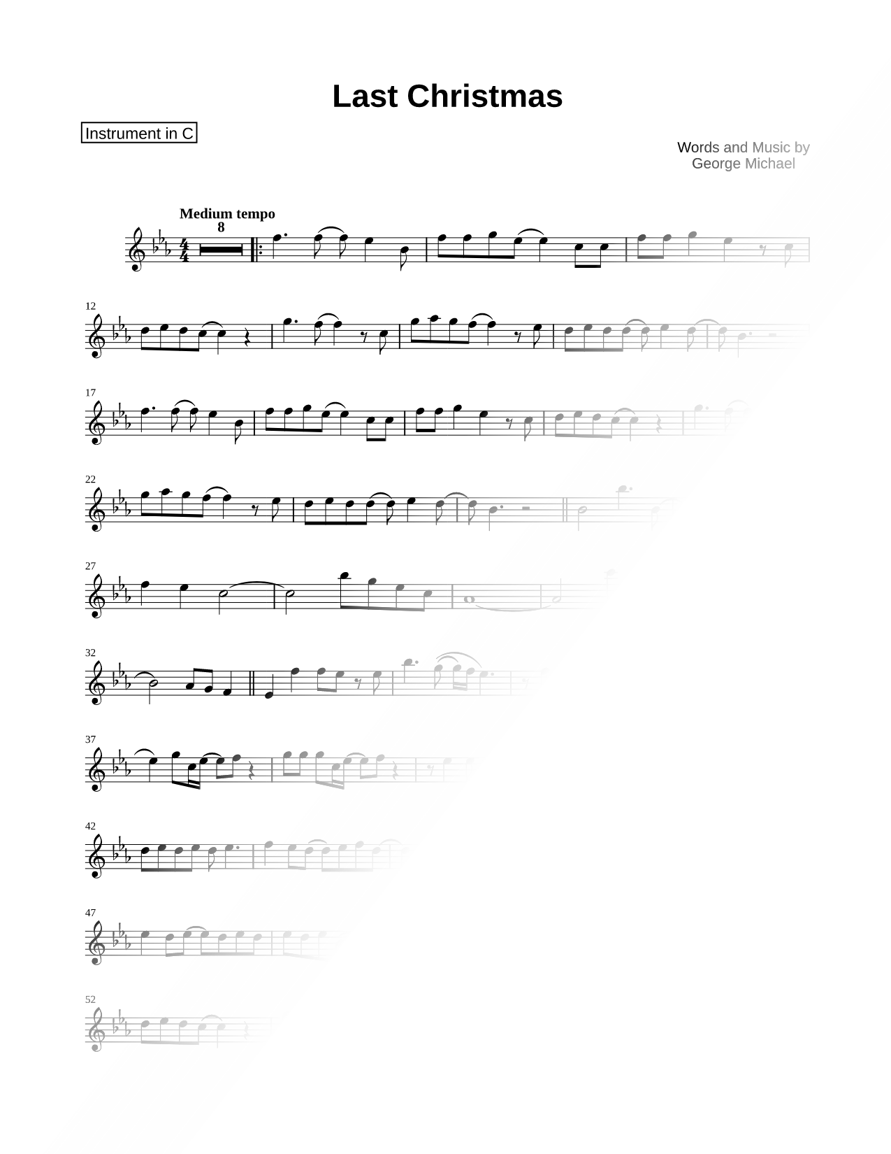 Last Christmas - C Instrument