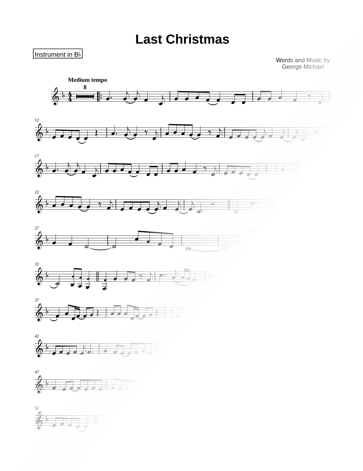 Last Christmas - Bb Instrument