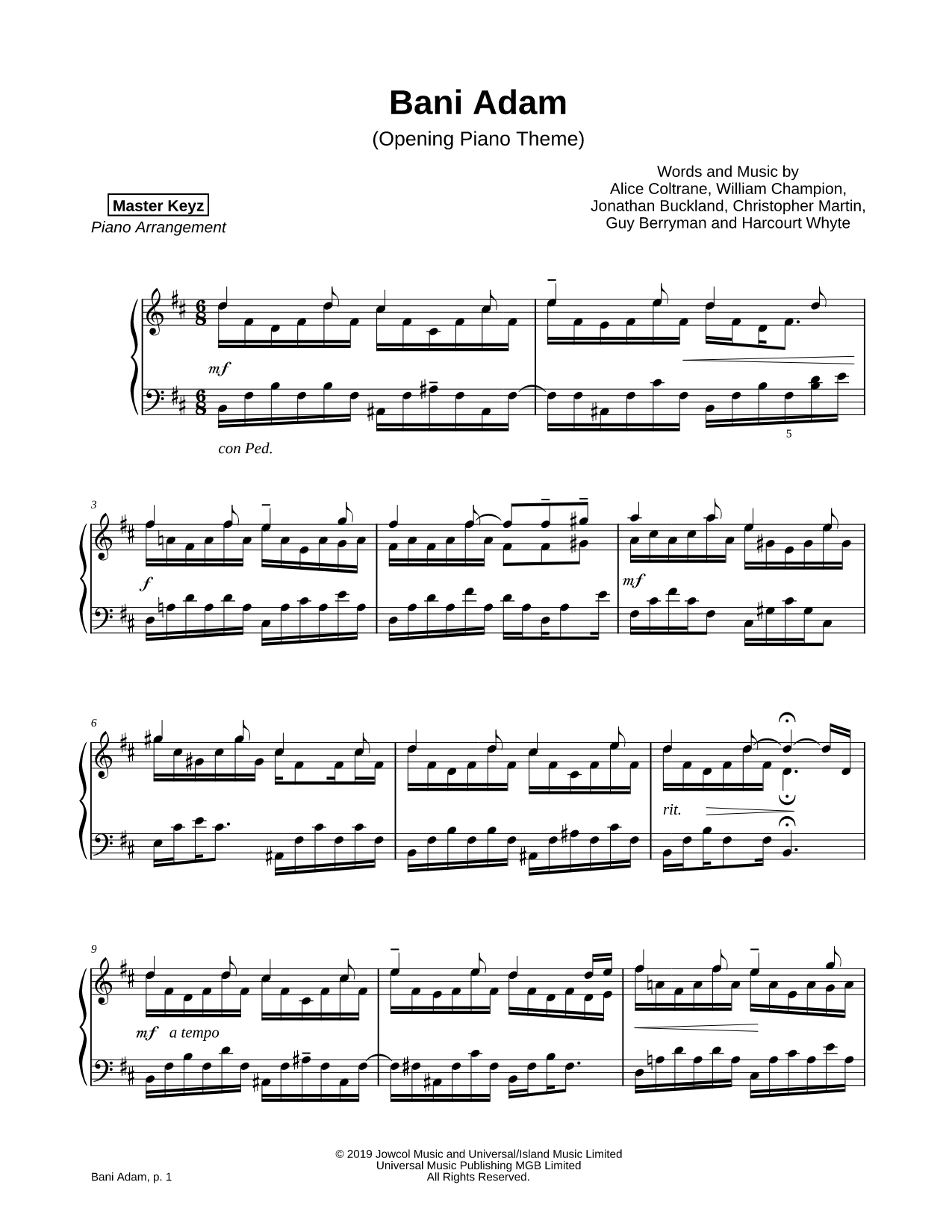 Bani Adam (Opening Piano Theme)
