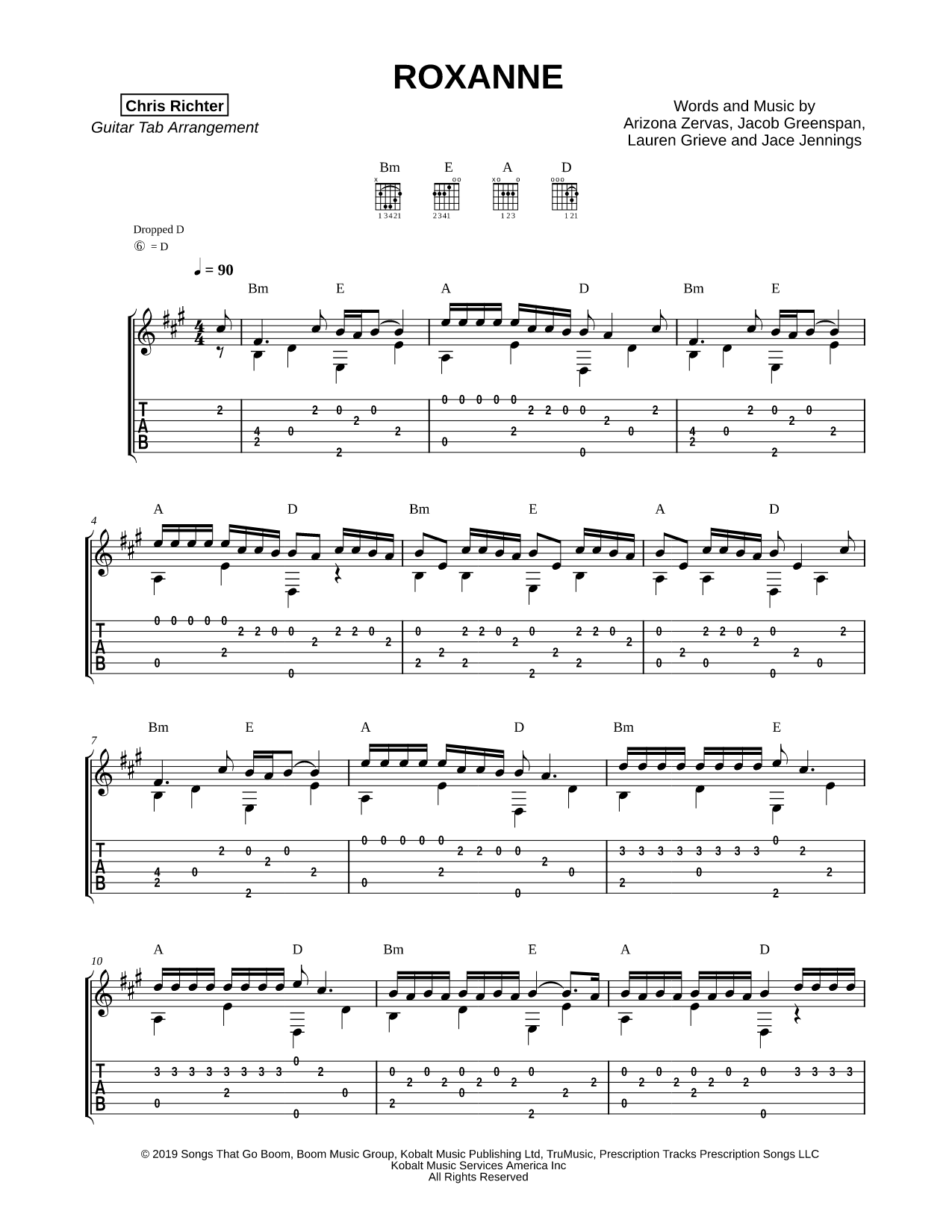ROXANNE Sheet Music — Guitar TAB