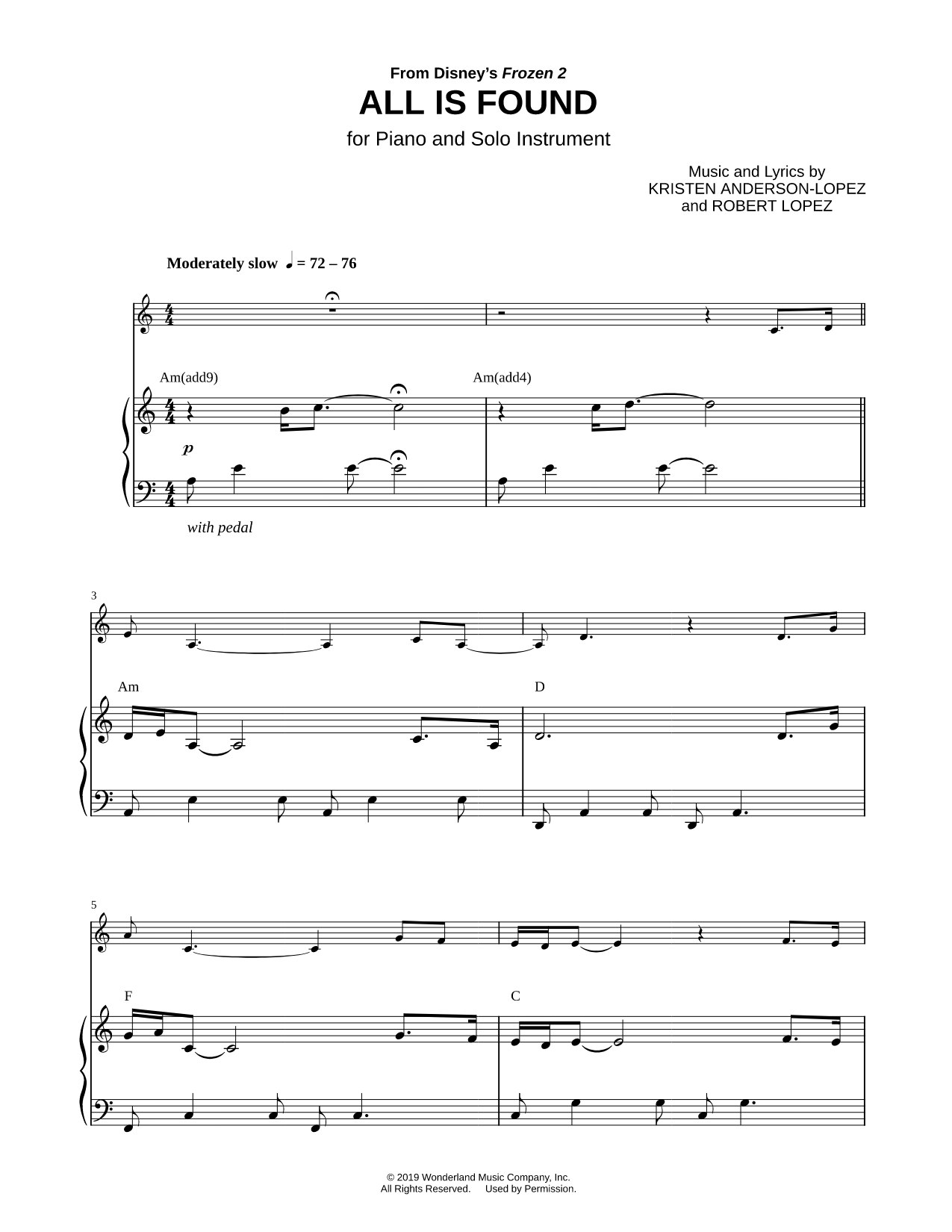 All Is Found - Piano Accompaniment