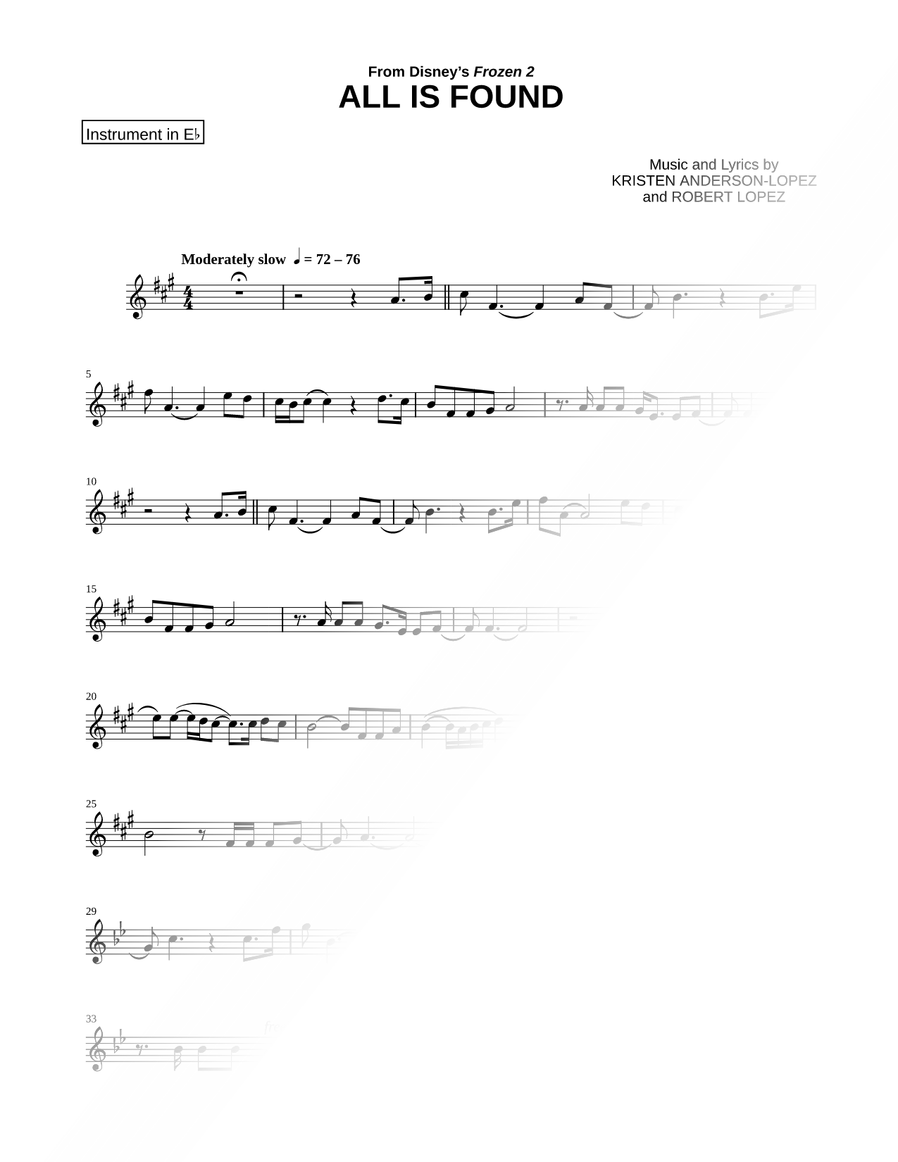 All Is Found - Eb Instrument