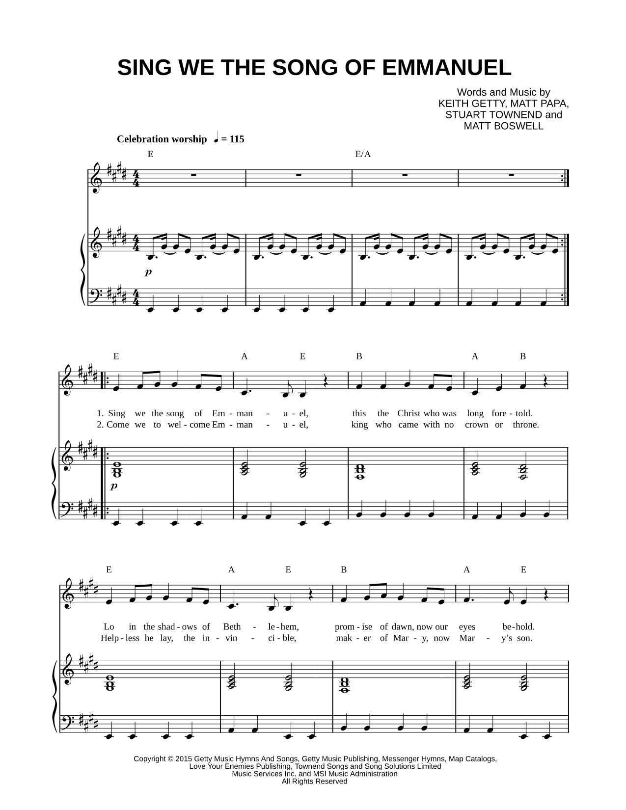 Sing We the Song of Emmanuel