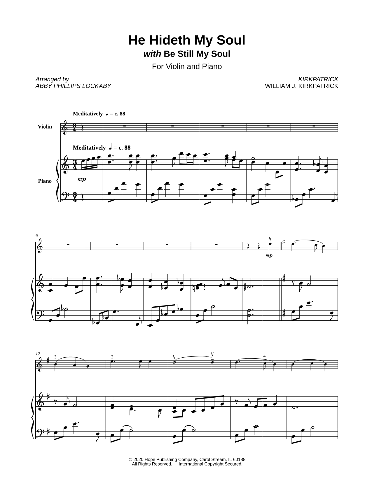 He Hideth My Soul - Violin & Piano